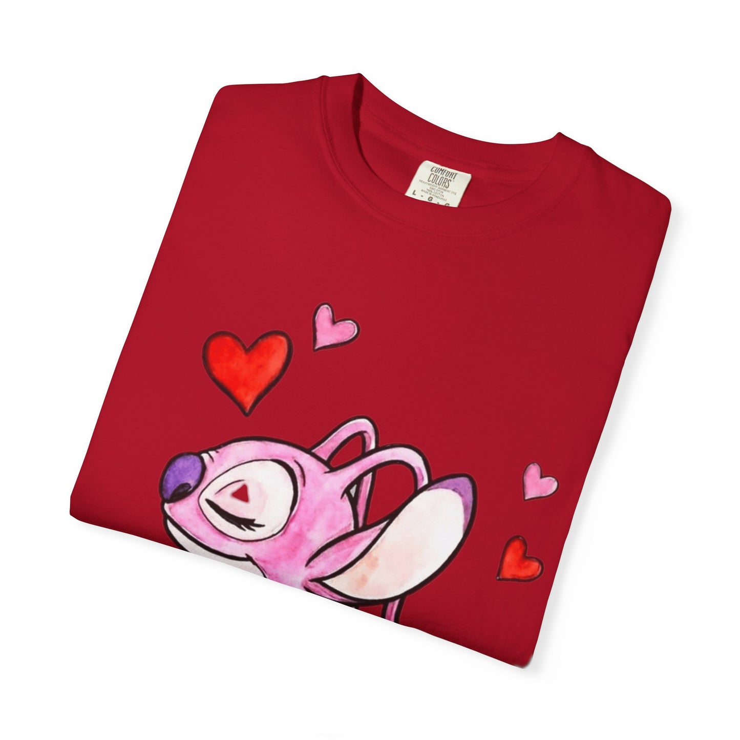 T-Shirt — Cute Pink Cartoon Creature with Hearts | Valentine’s Gift Tee