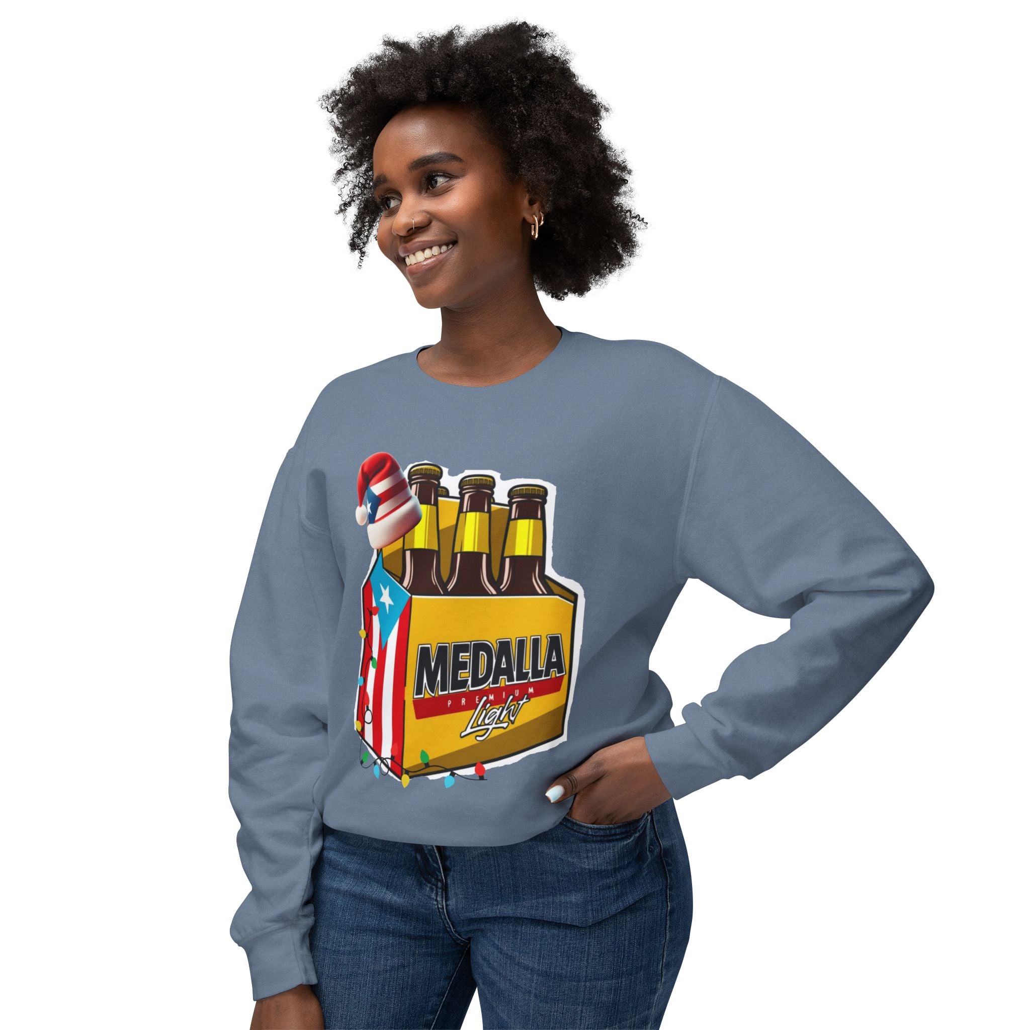 Medalla Light Puerto Rican Holiday Sweatshirt  Navidad Boricua Crewneck Puerto Rico Navidade