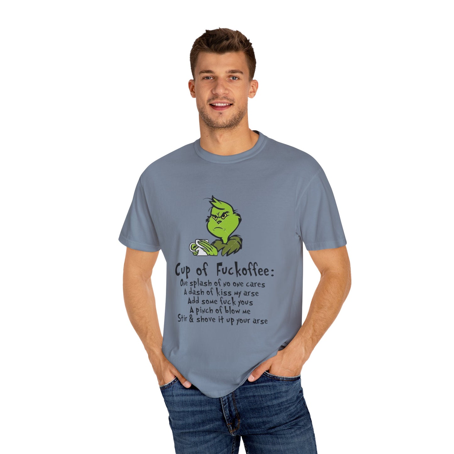 Holiday Graphic Tees  Cozy Festive Wear Funny Grinch-Inspired Unisex T-Shirt Cup of Fuckoffee