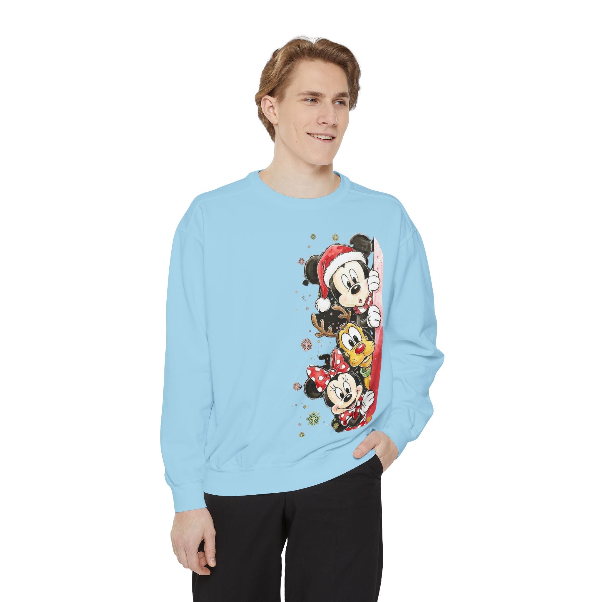 Christmas Disney Characters Sweatshirt  Mickey, Minnie & Pluto Holiday Crew Cartoon Christmas T-shirts and Sweaters