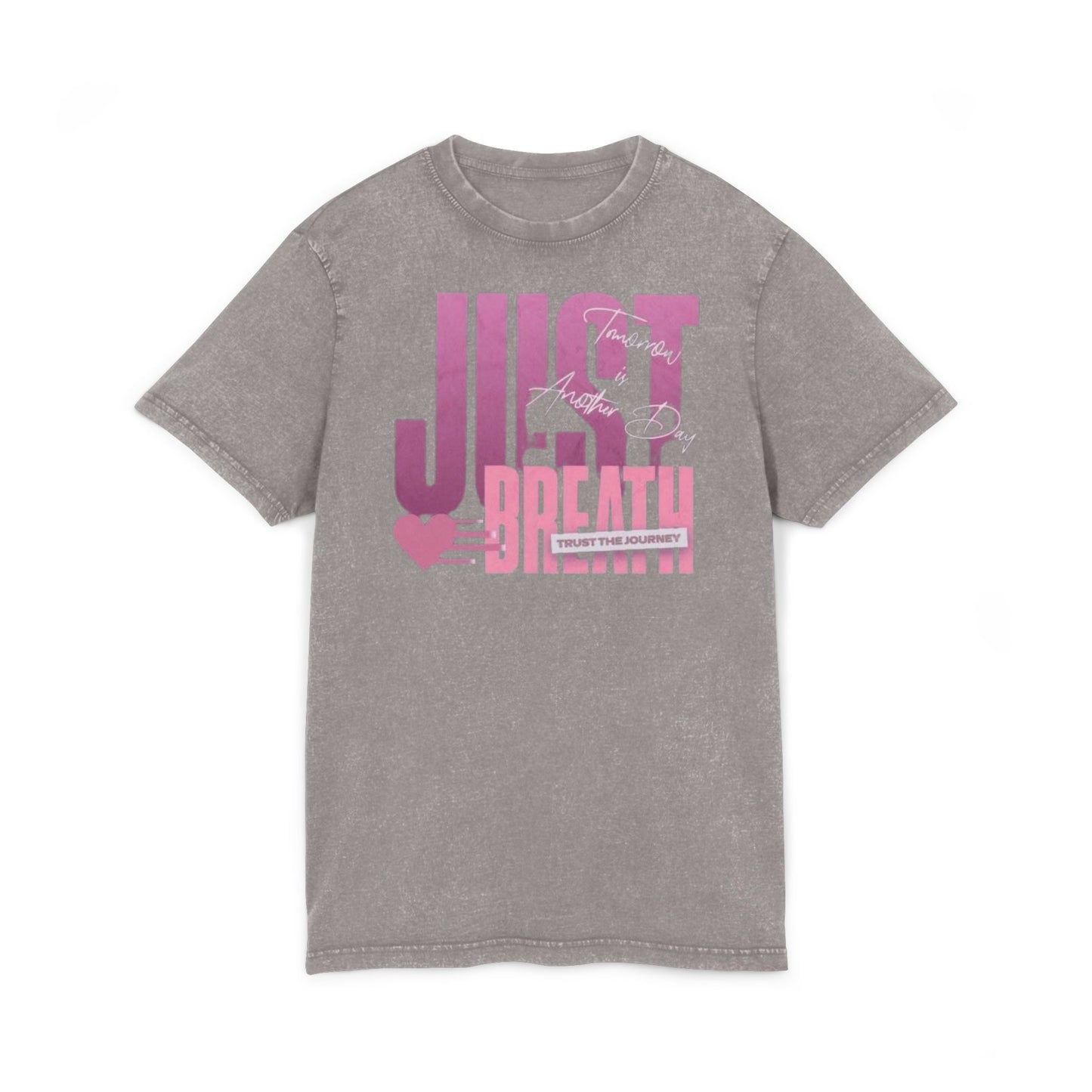 Just Breathe Acid-Wash Tee  Relaxed Pink Graphic T-Shirt