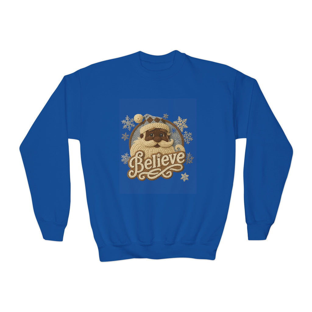 Youth Sweatshirt  'Believe' Cozy Sloth Holiday Crewneck