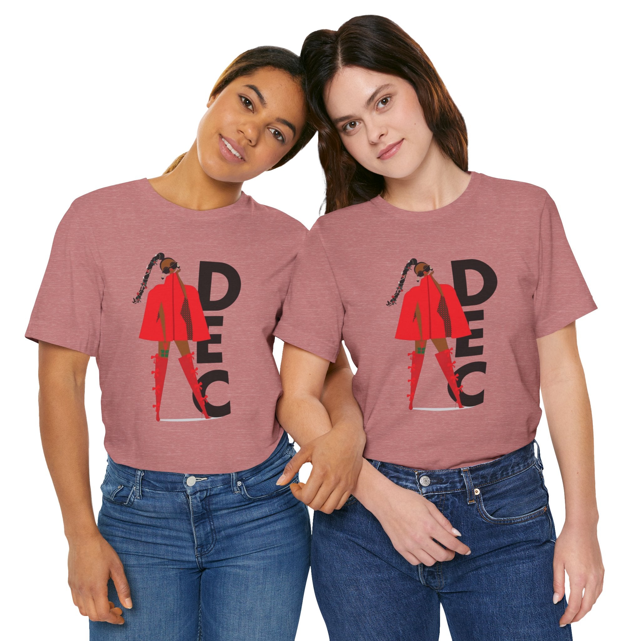 December Fashion Tee  Red Coat Model Graphic Shirt