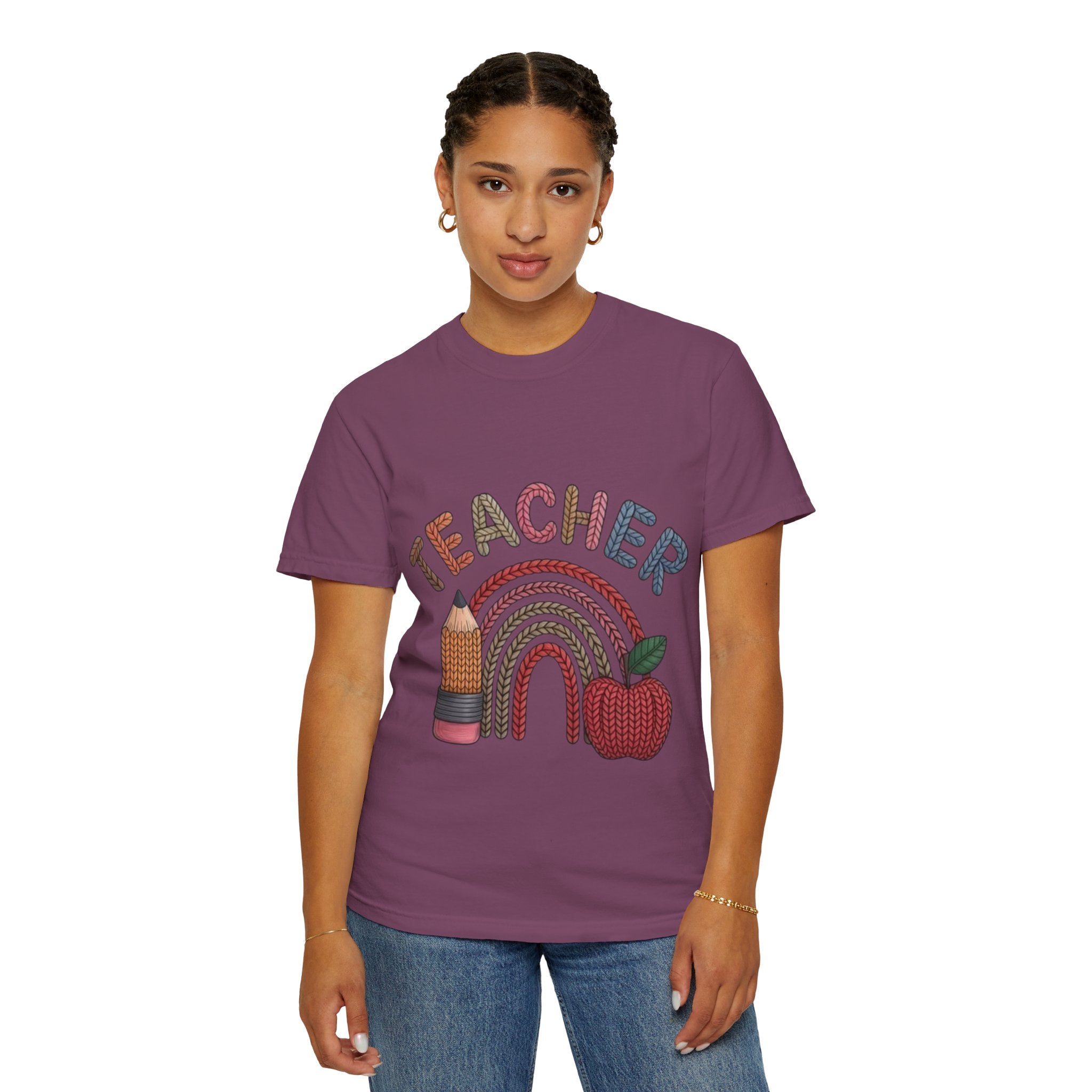 Teacher Rainbow Pencil & Apple T-Shirt — Back-to-School Gift for Educators