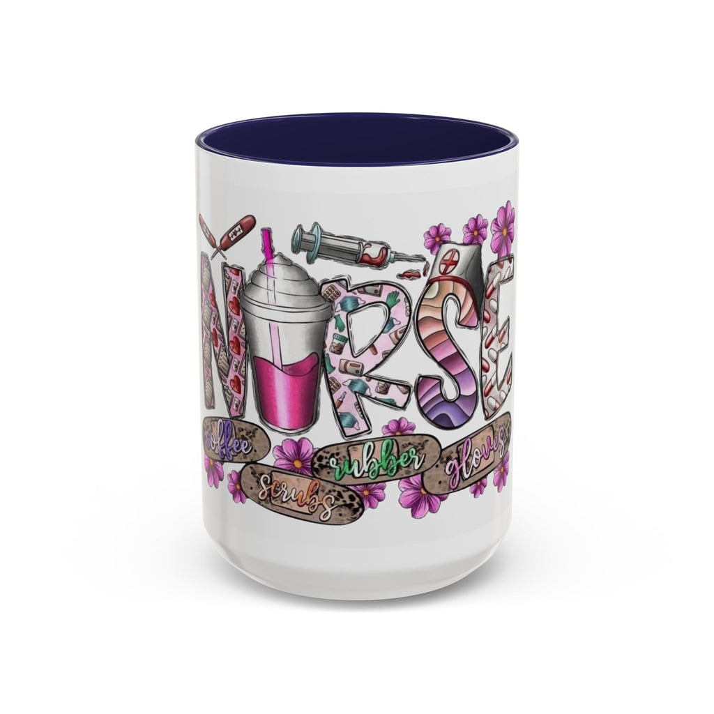 Nurse Love Coffee Mug  Cute Floral Medical Stethoscope & Syringe Design (11/15oz) Medical Christmas Mug