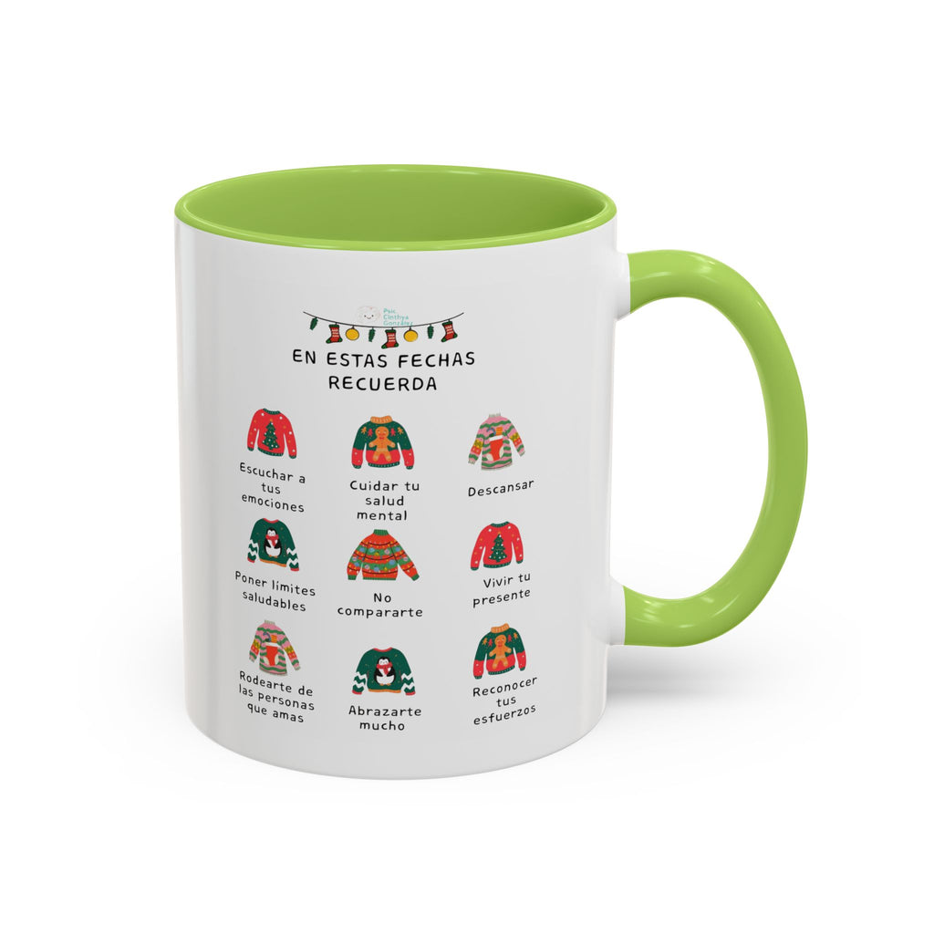 Coffee Mug — 'En Estas Fechas Recuerda' Holiday Sweater Reminder Accent Mug (11/15oz)