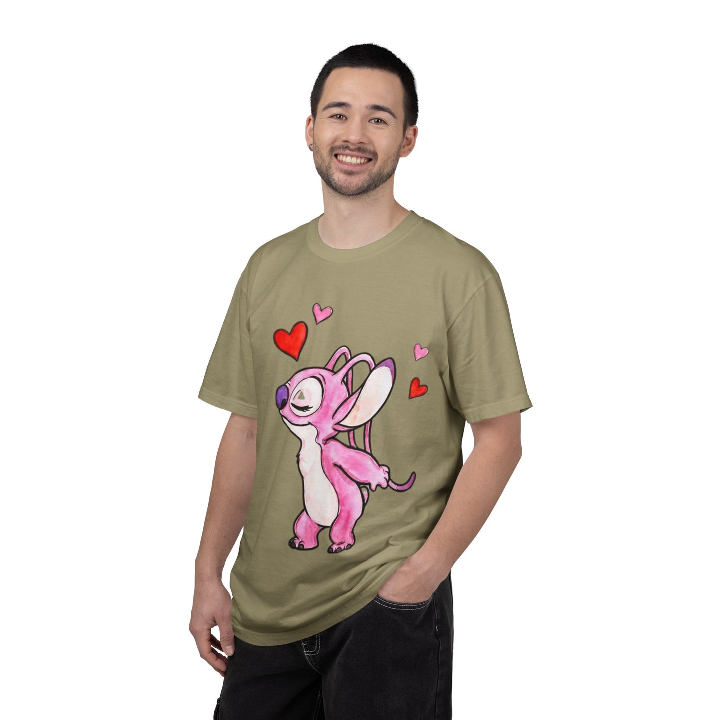 T-Shirt — Cute Pink Cartoon Creature with Hearts | Valentine’s Gift Tee