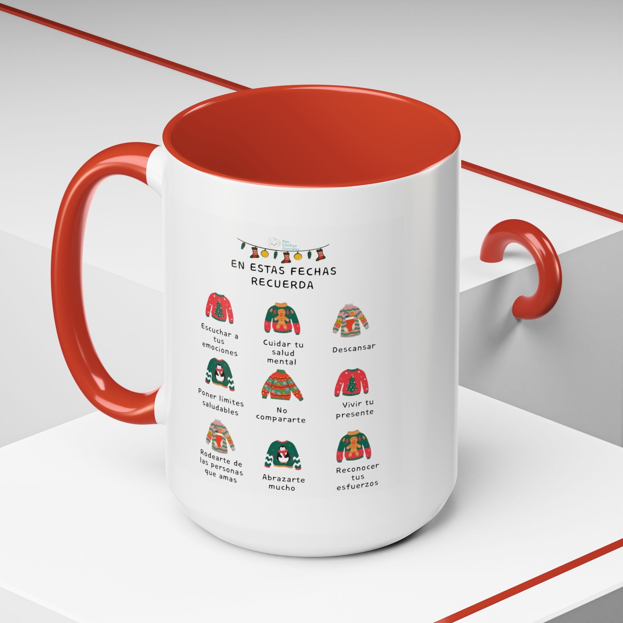 Coffee Mug — 'En Estas Fechas Recuerda' Holiday Sweater Reminder Accent Mug (11/15oz)
