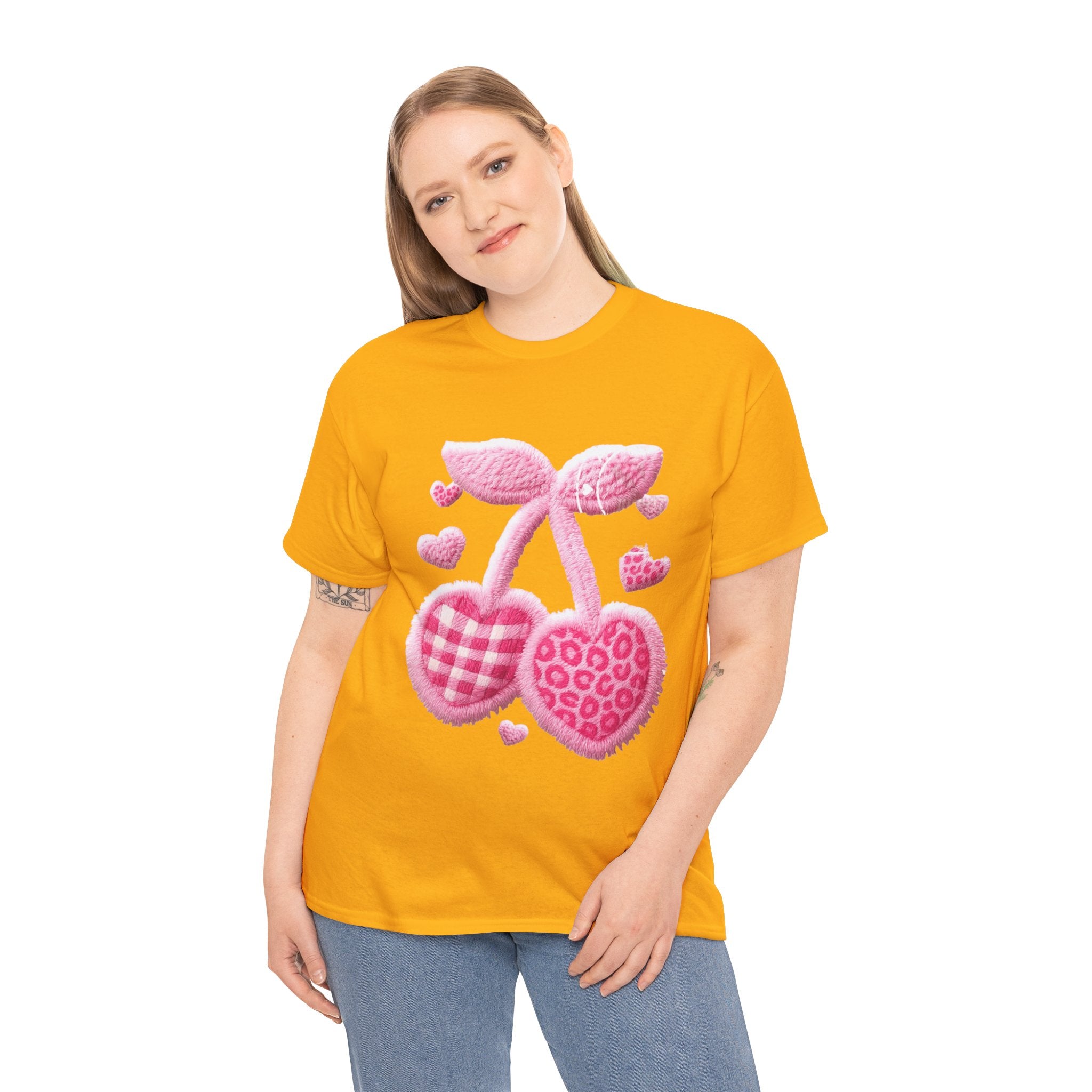 Pink Heart Cherries Tee  LOVE Graphic Valentine T-Shirt