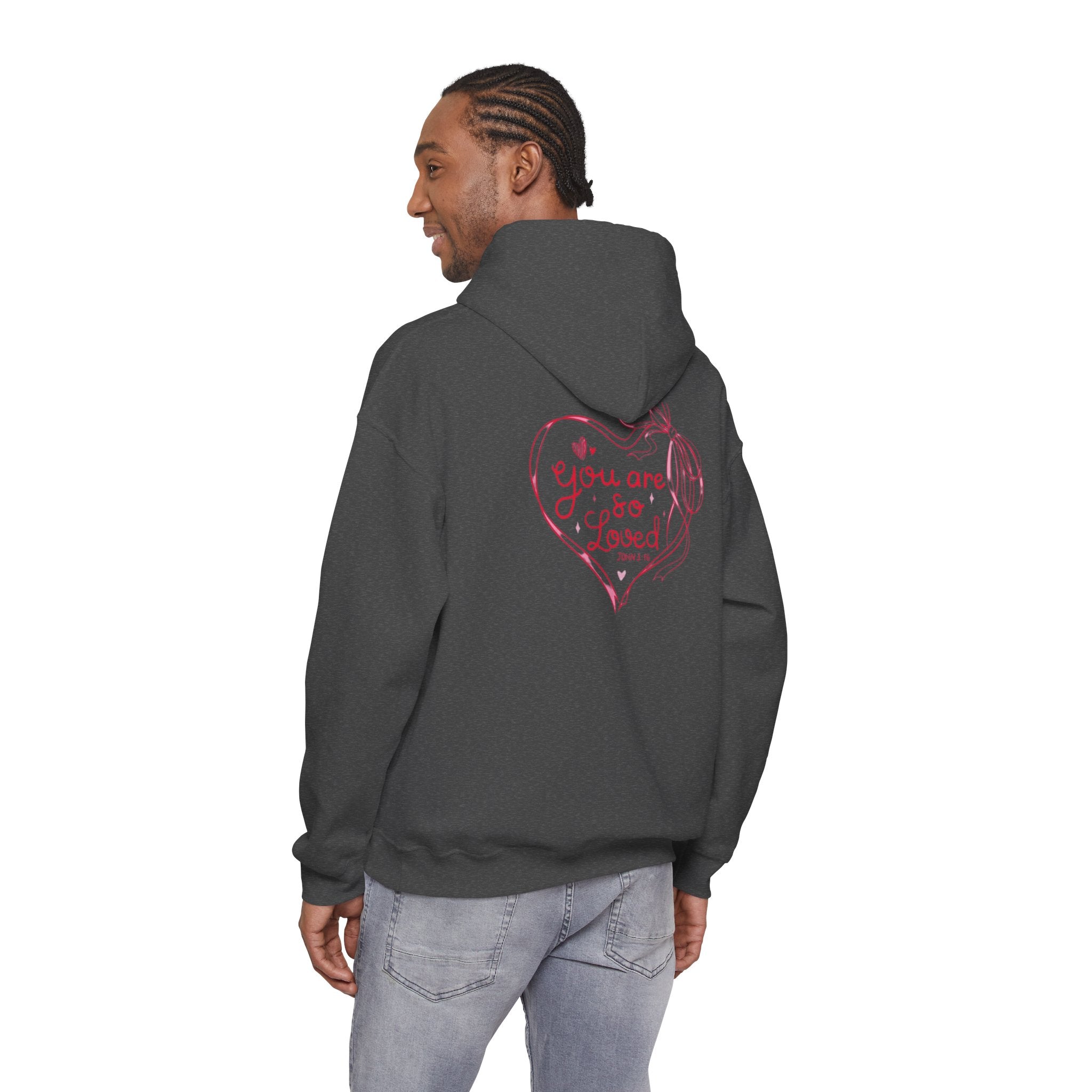 You Are So Loved Hoodie Heart Full” Heart Ribbon Comfort Sweatshirt