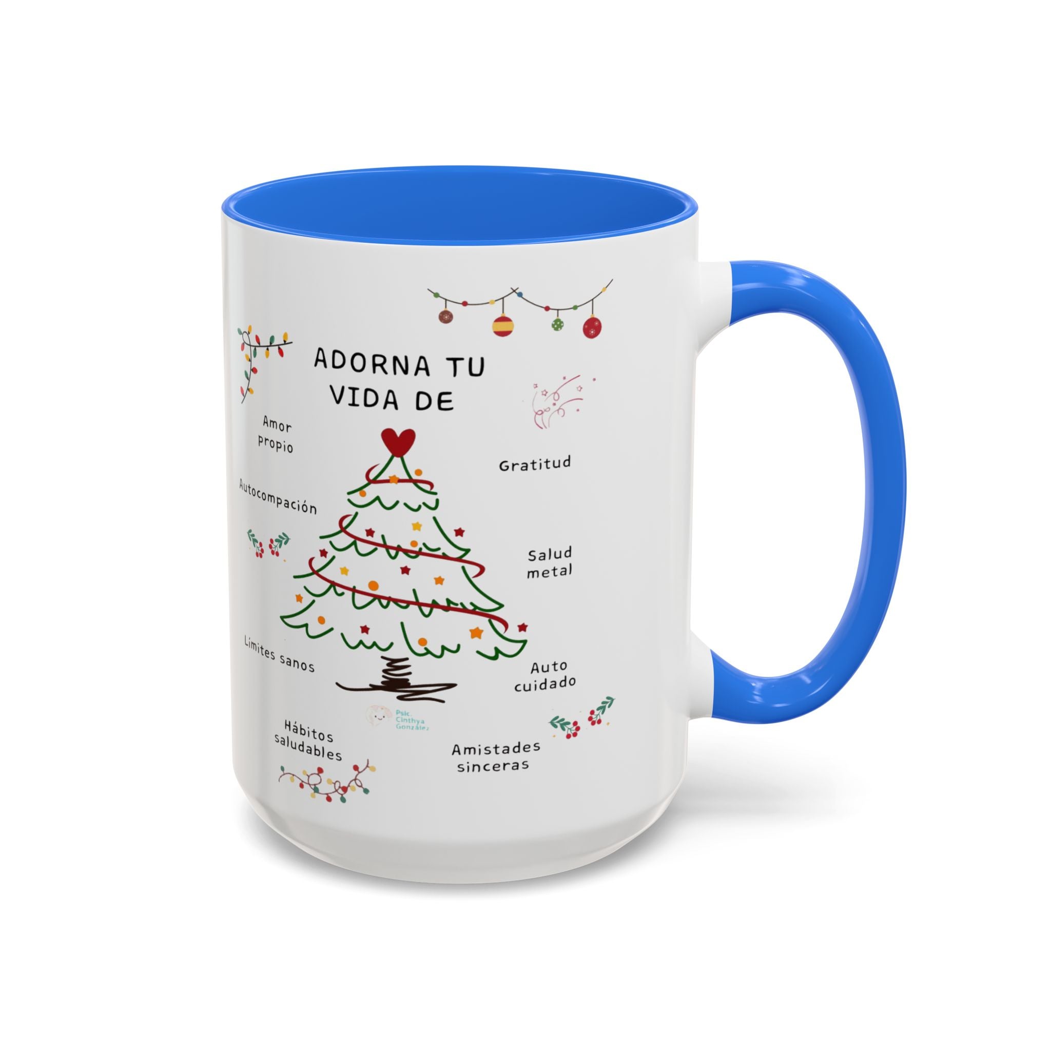 Mug — 'Adorna Tu Vida' Christmas Tree Spanish Holiday Coffee Mug (11oz/15oz)