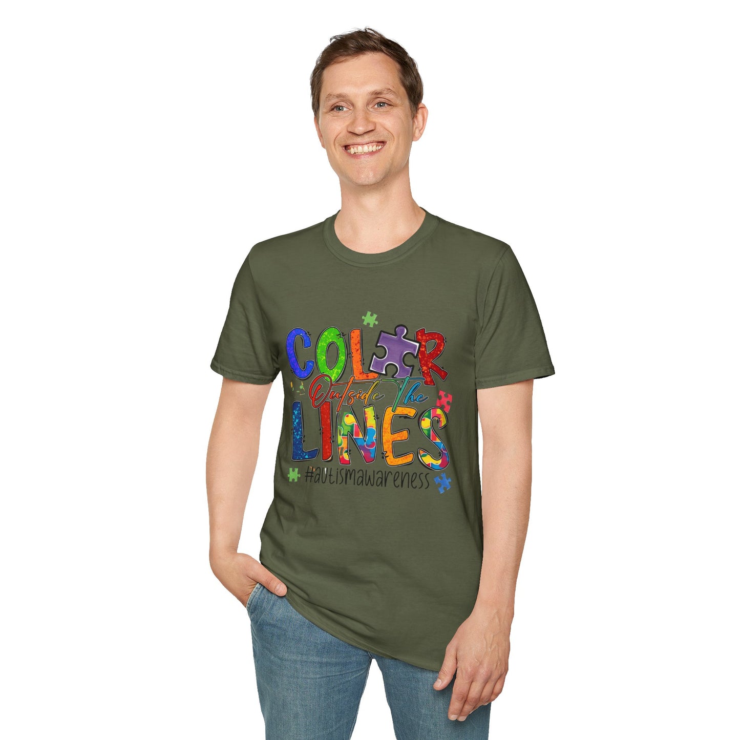 Color Outside the Lines Unisex T-Shirt for Autism Awareness