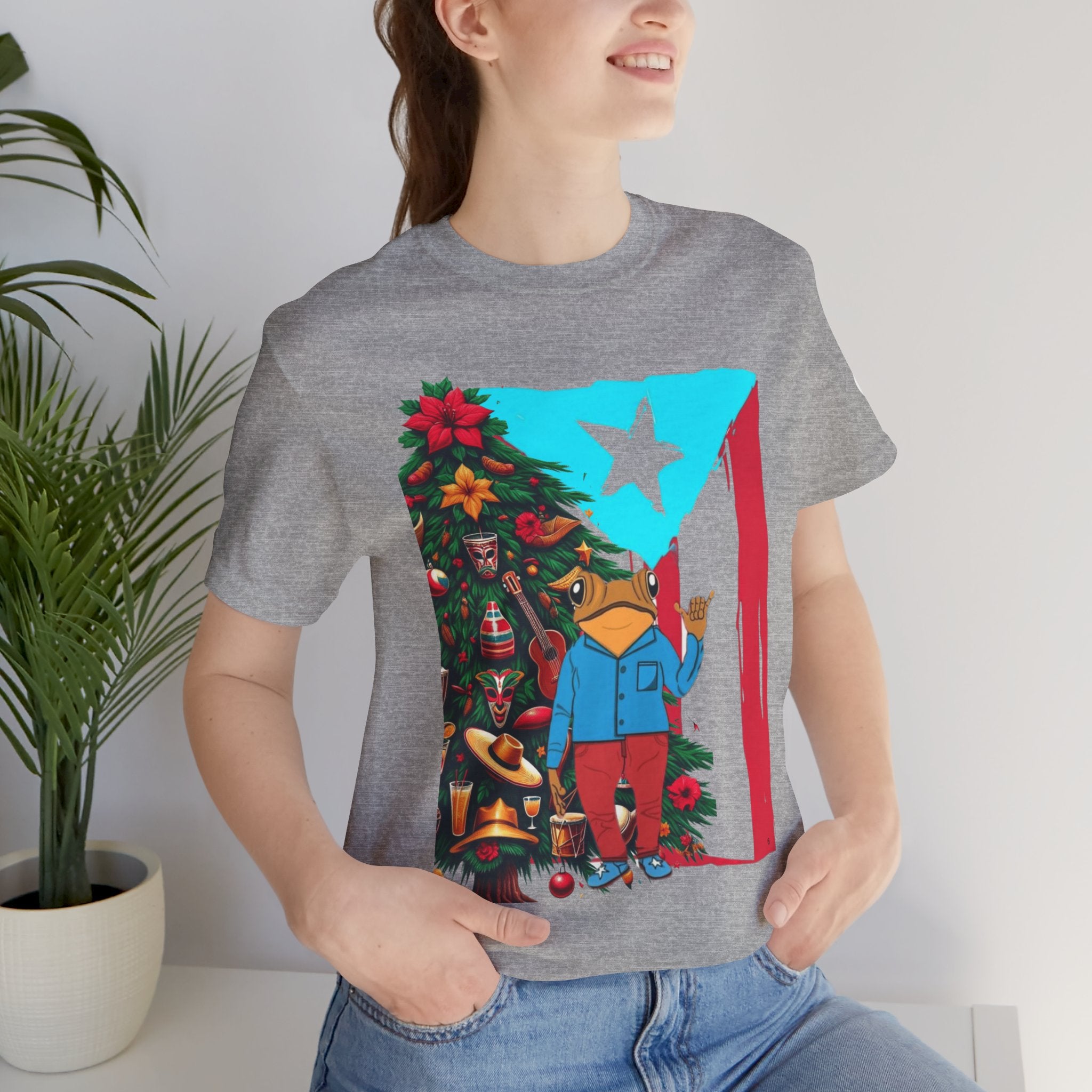 Puerto Rico Holiday T-Shirt  Coquí by Christmas Tree Graphic Puerto Rico’s Navidades