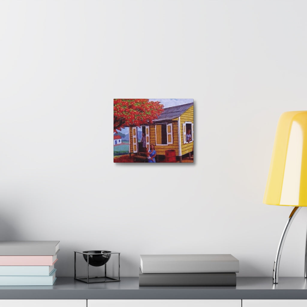 The Soul of Puerto RicoCaribbean Cottage Stretched Canvas  Tropical Village Scene Wall Art
