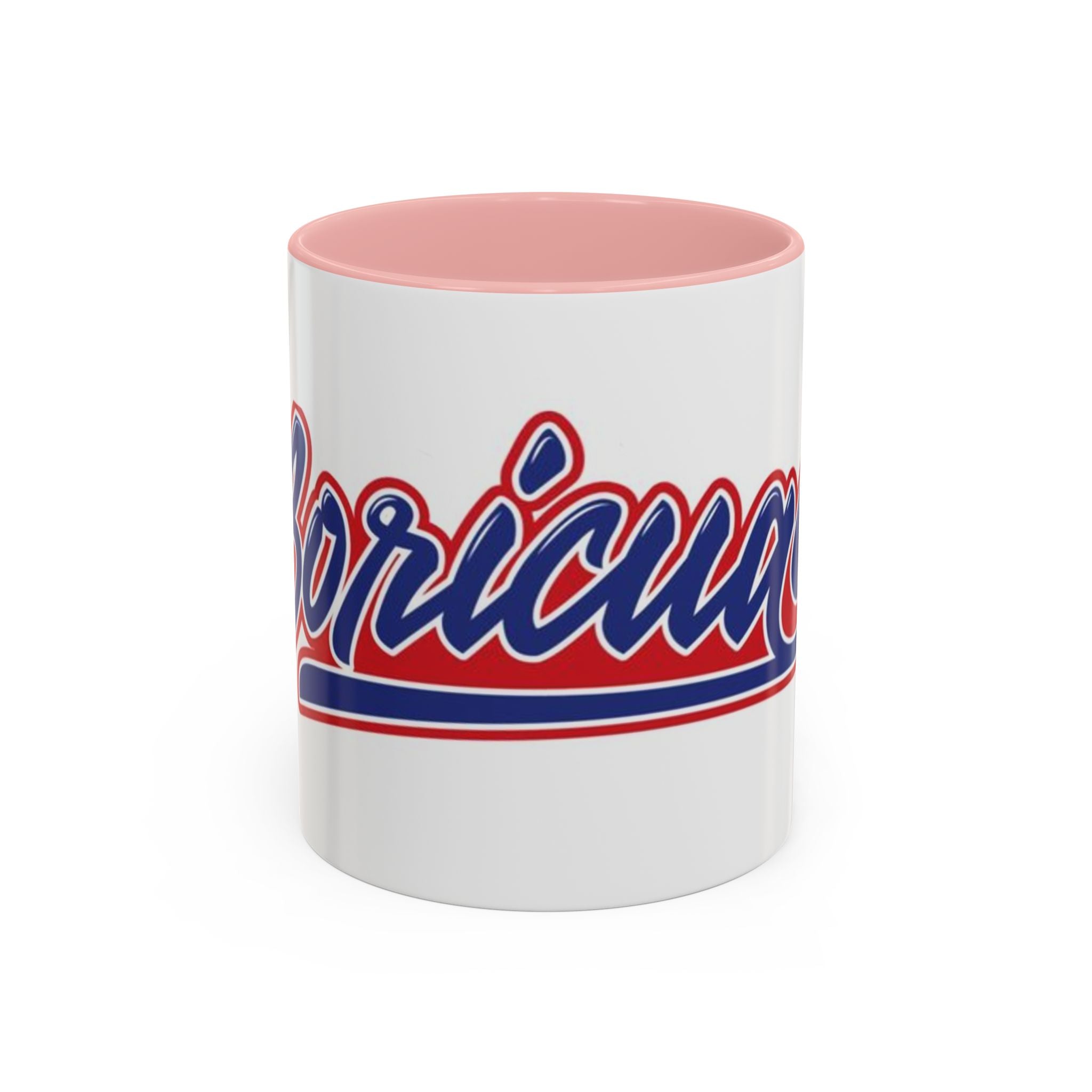 Puerto Rico Script Accent Coffee Mug — Retro Red & Blue 'Boricua' Design (11/15oz)