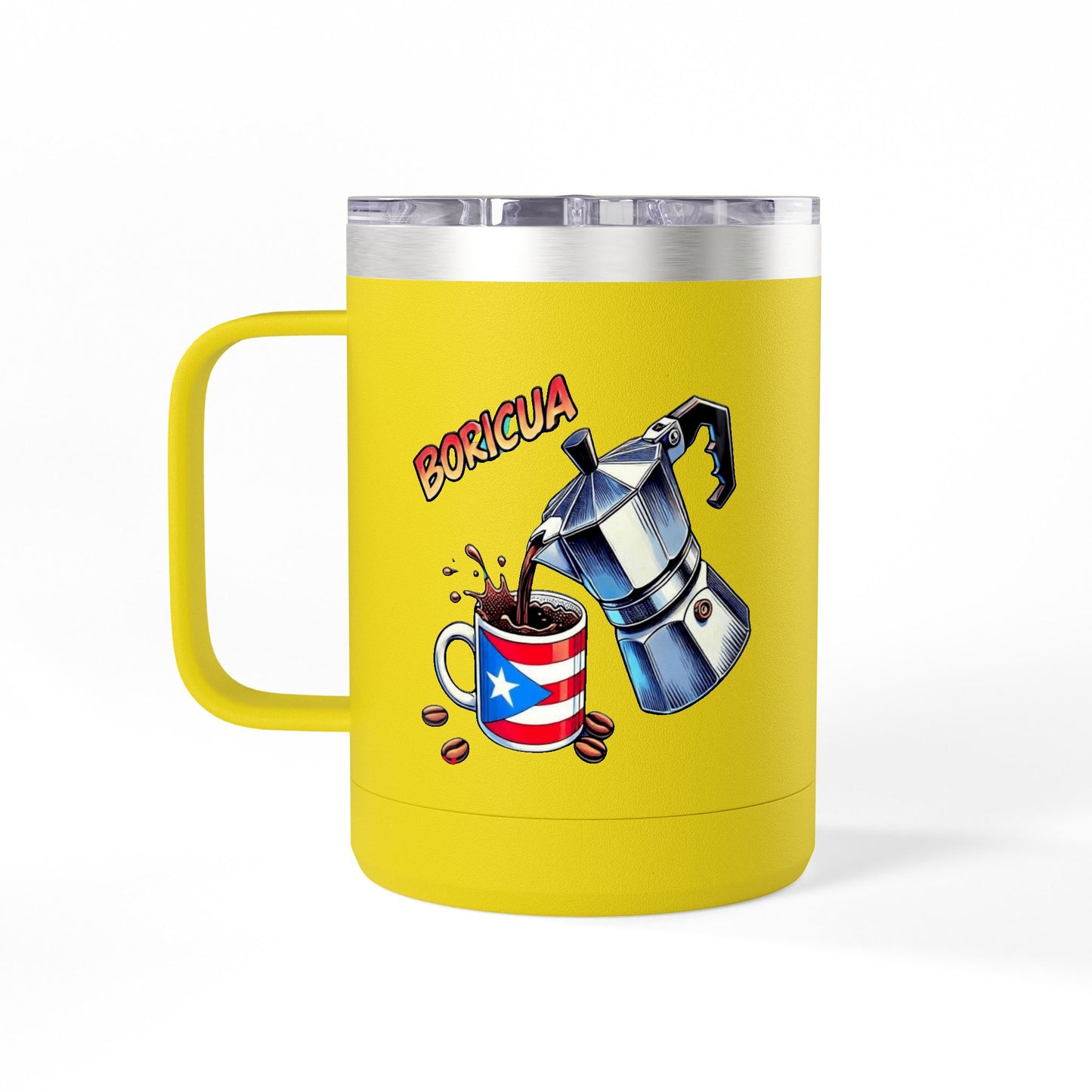 Puerto Rican Coffee Mug Tumbler, 15oz | Great Gift for Coffee Lovers, Unique Kitchen Decor, Perfect for Birthdays & Holidays