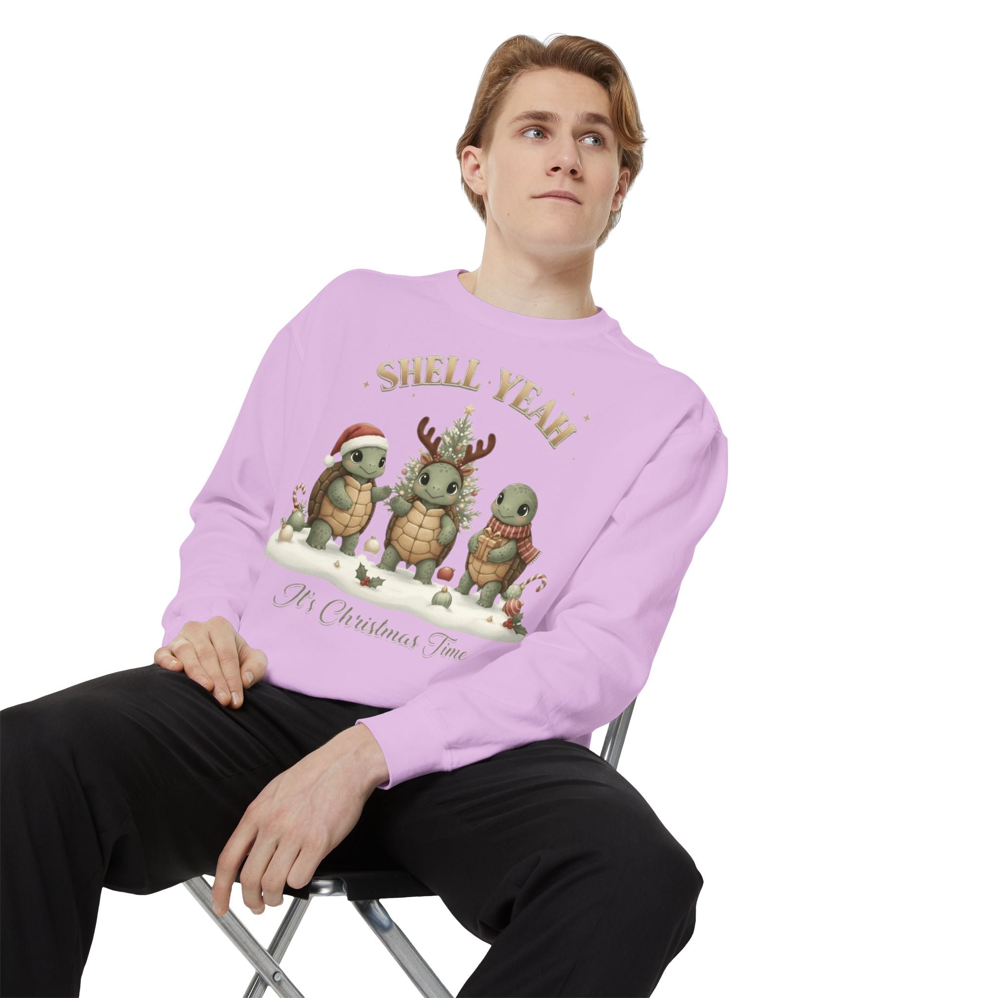 Christmas Turtle Sweatshirt  "Shell Yeah, It’s Christmas Time" Holiday Pullover