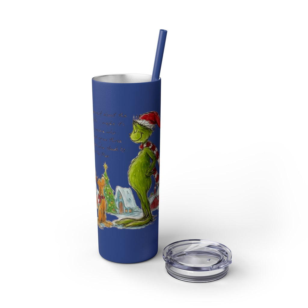 Grinch Christmas Skinny Tumbler with Straw — Dr. Seuss Holiday Quote Design, 20oz Christmas Mugs Collection