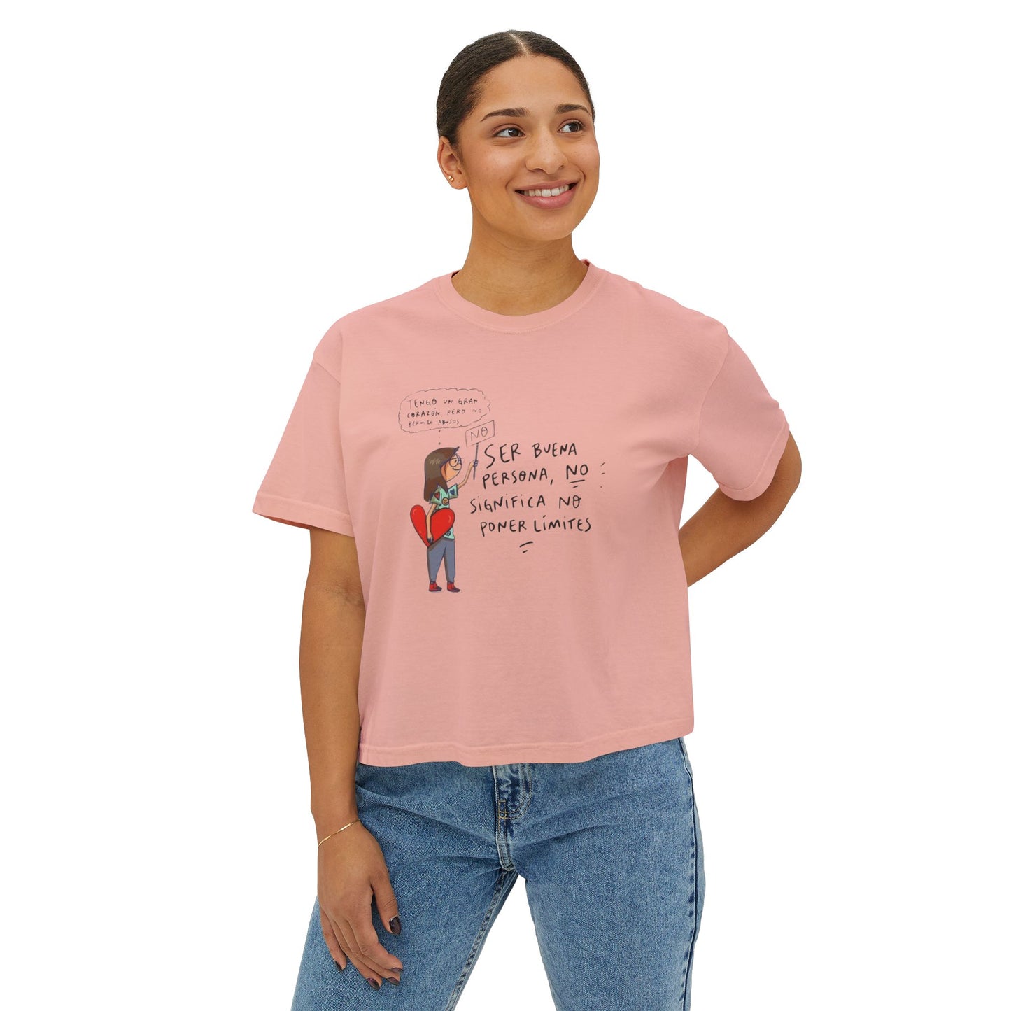 Let your outfit reflect your inner peace. Heartfelt Inspirational Women's Boxy Tee, Casual T-Shirt, Gift for Her, Empowering Top, Everyday Wear, Self-Love Vibes