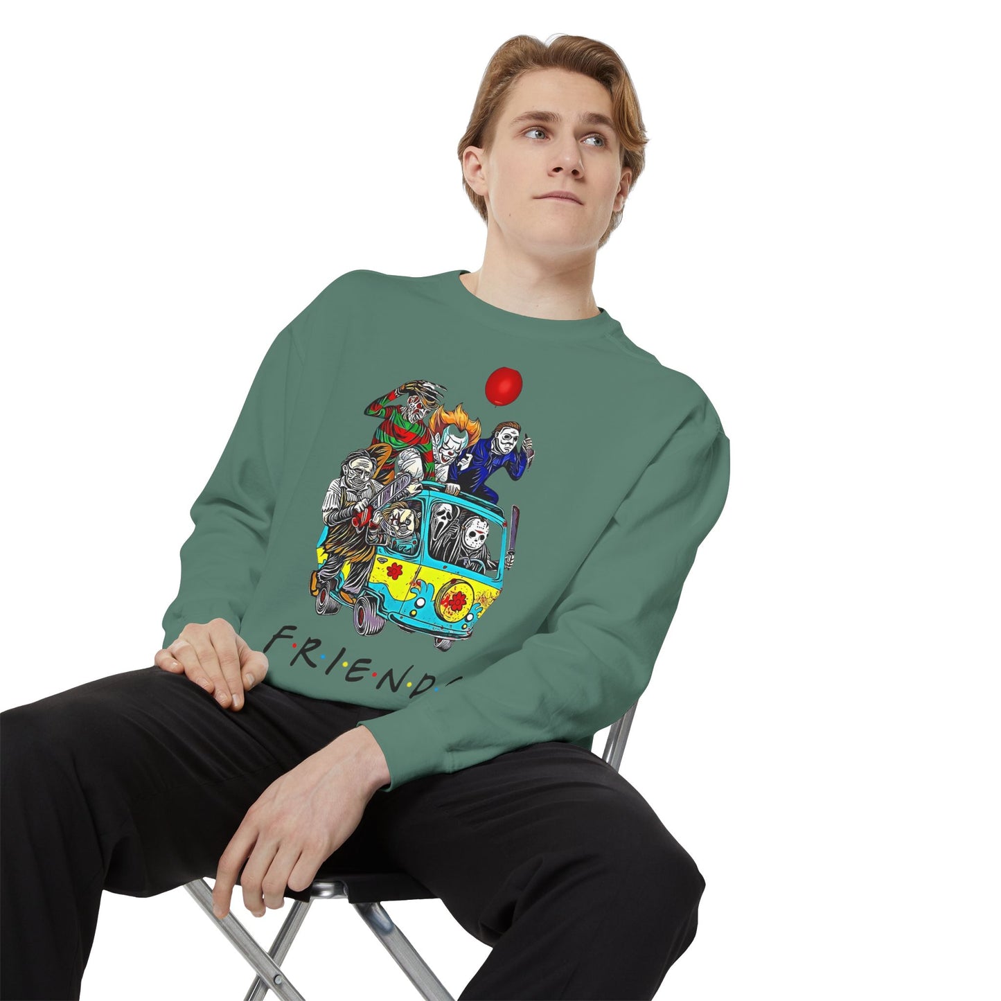 Friends-Inspired Unisex Garment-Dyed Sweatshirt, Cozy Casual Wear, Unique Graphic Sweatshirt, Perfect Gift, Everyday Style