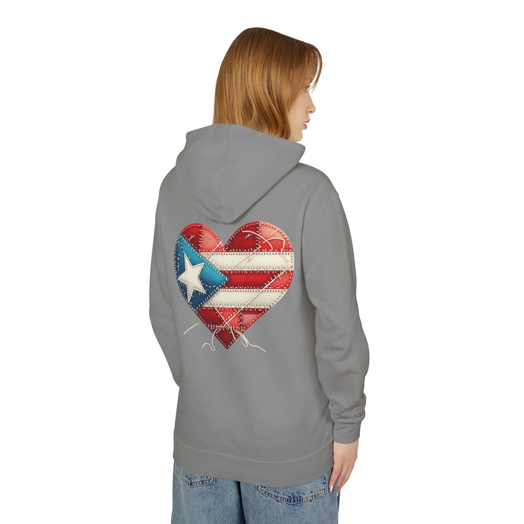 Jíbara Hoodie — Puerto Rican Heart Flag Lightweight Hooded Sweatshirt