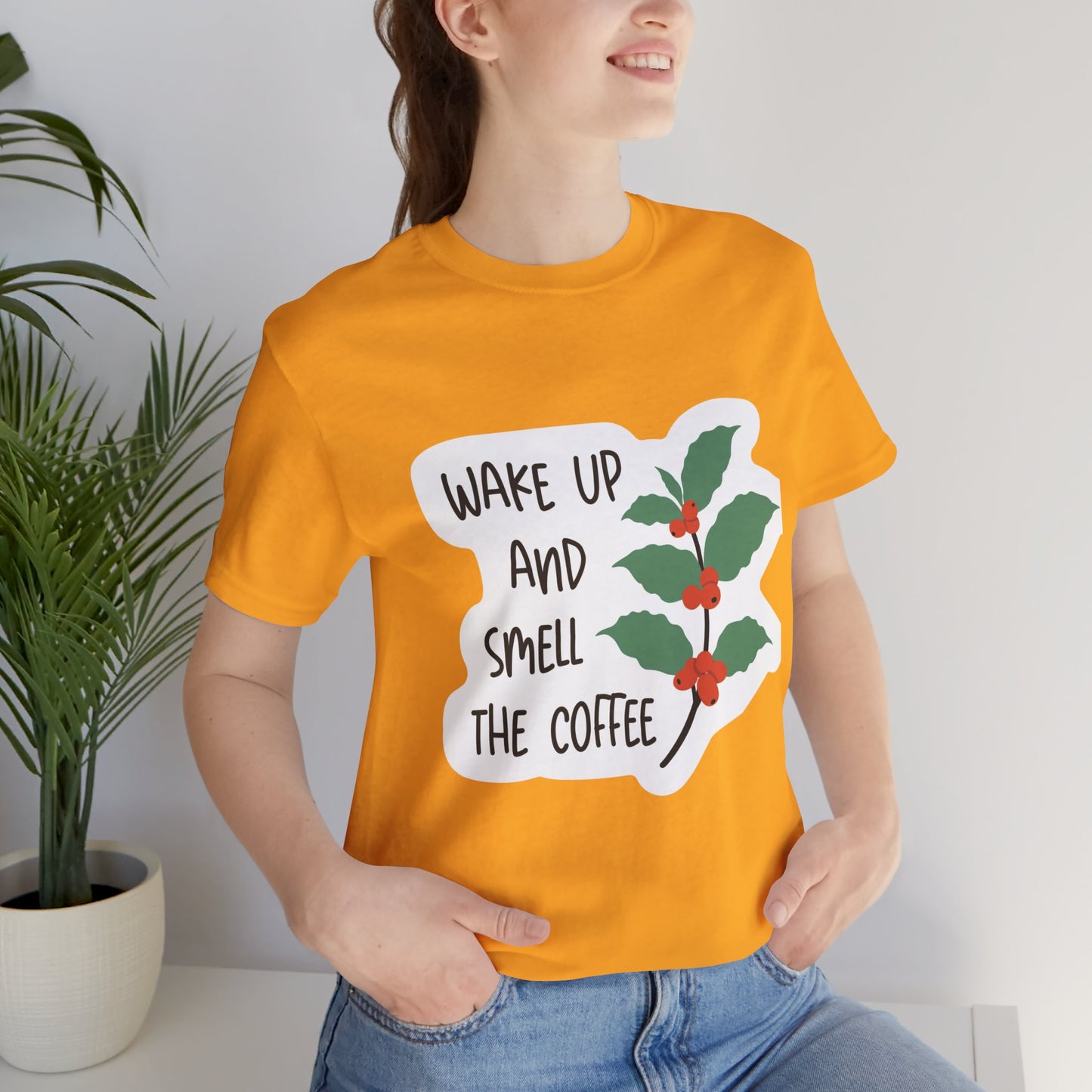 Wake Up and Smell the Coffee Tee  Coffee Plant Graphic T-Shirt