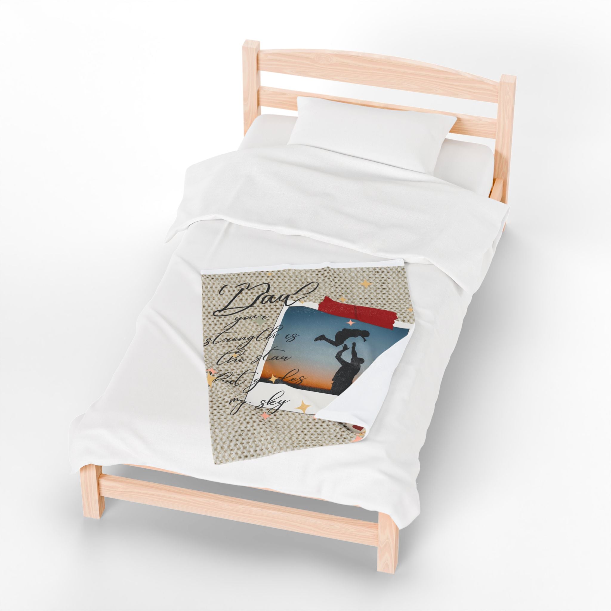 Dad Photo Collage Velveteen Plush Blanket  “Dad, your strength is the star that rules my sky” Great Christmas Gift