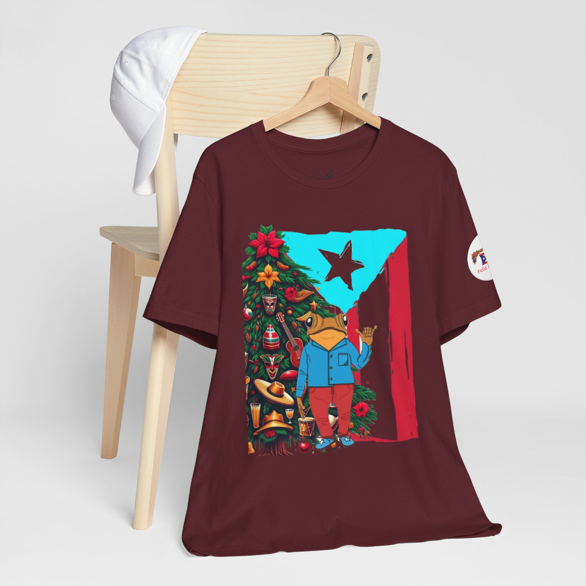 Puerto Rico Holiday T-Shirt  Coquí by Christmas Tree Graphic Puerto Rico’s Navidades