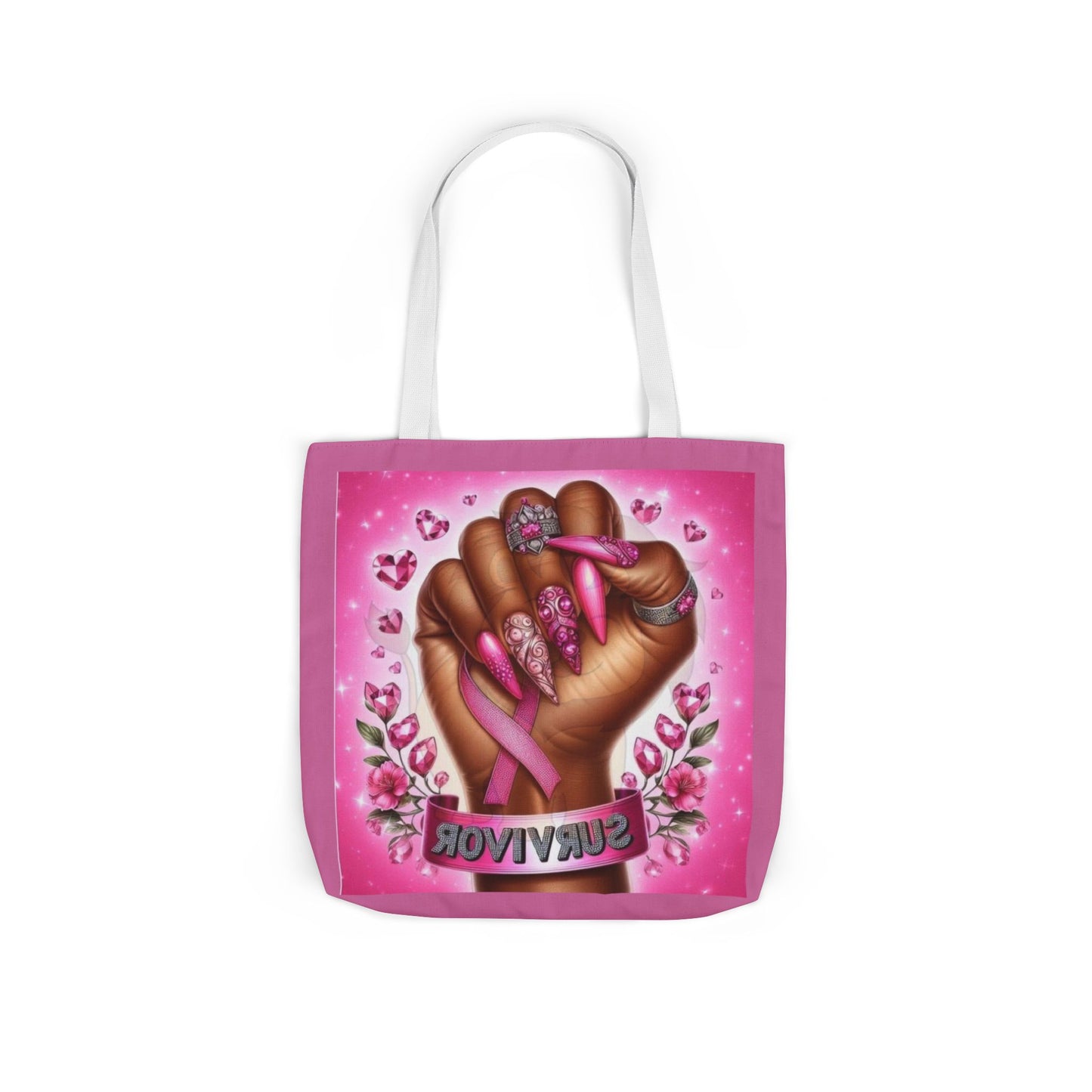 Breast Cancer Survivor Tote Bag  Pink Ribbon Empowerment Canvas Tote
