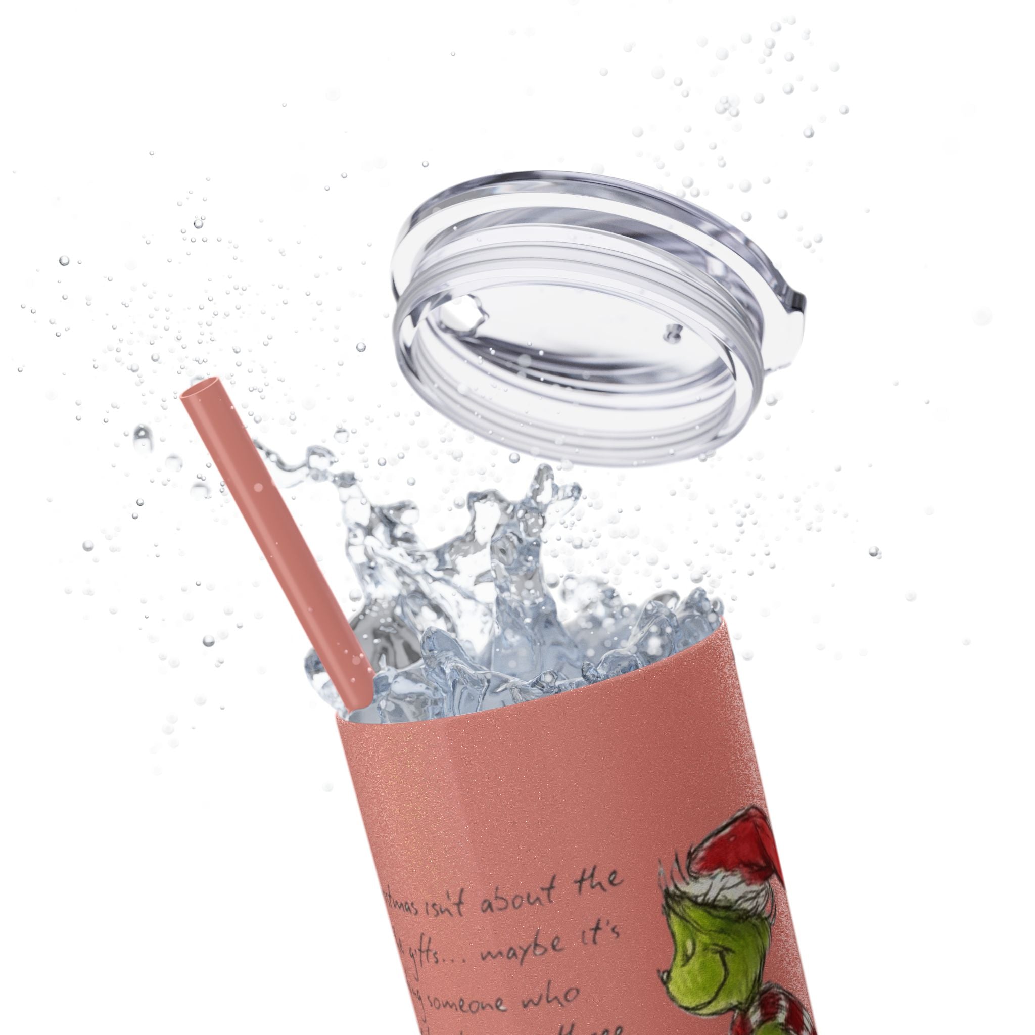 Grinch Christmas Skinny Tumbler with Straw — Dr. Seuss Holiday Quote Design, 20oz Christmas Mugs Collection
