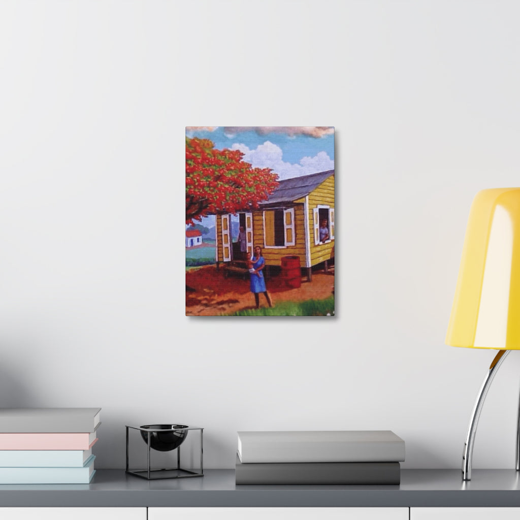 The Soul of Puerto RicoCaribbean Cottage Stretched Canvas  Tropical Village Scene Wall Art