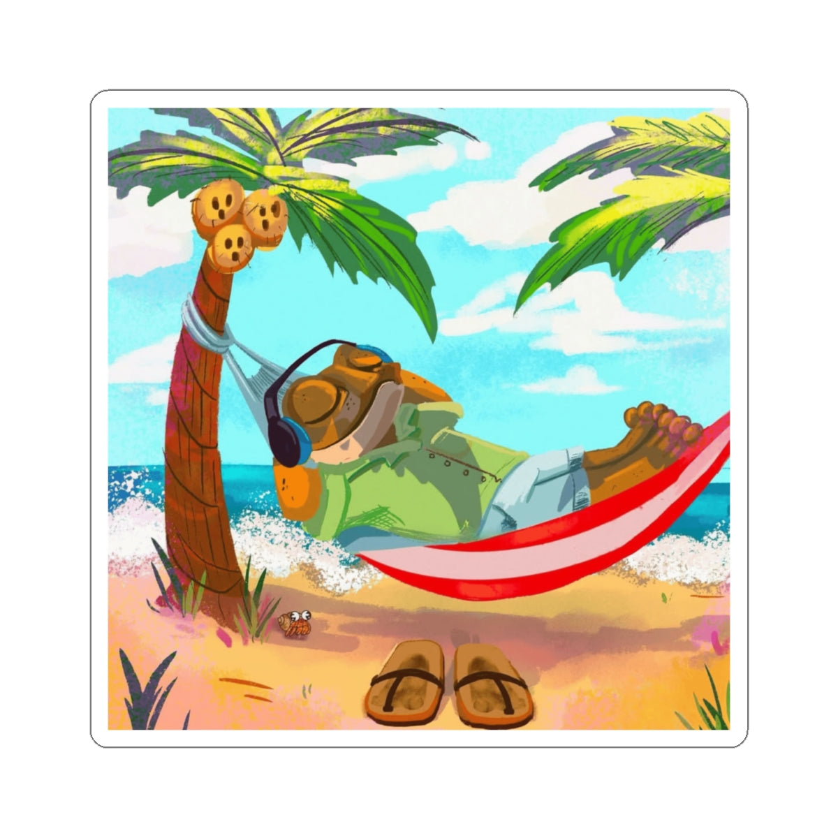 PR Stick Your Pride Anywhere Beach Vibes Kiss-Cut Stickers, Tropical Summer Stickers, Laptop Decor, Hammock Art,