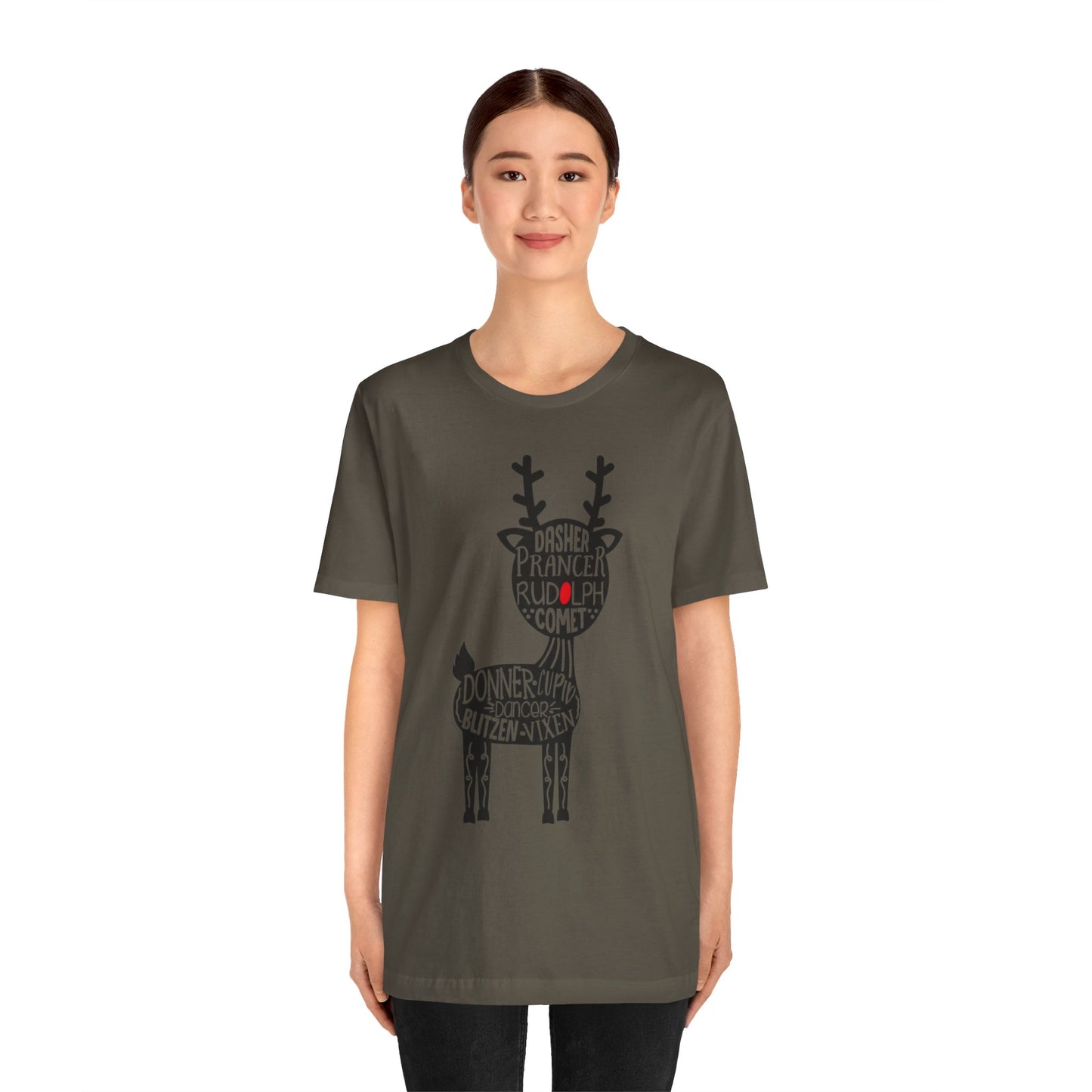 Christmas Reindeer Graphic Tee - Unisex Jersey Short Sleeve Shirt
