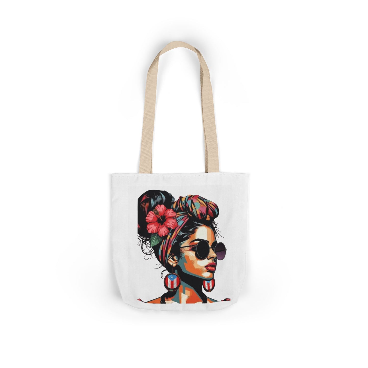 Carry Your Culture – Puerto Rican Pride in Every Step Chic Canvas Tote Bag - Stylish Floral Portrait, Trendy Beach Carryall, Mother's Day Gift, Everyday Shopper, Art Lovers Essential