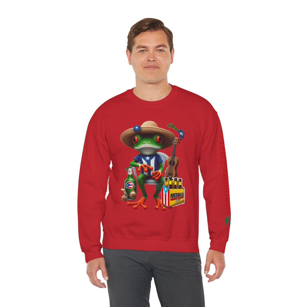 Frog Coqui Crewneck Sweatshirt – Coquito y Medalla Puerto Rican Vibes