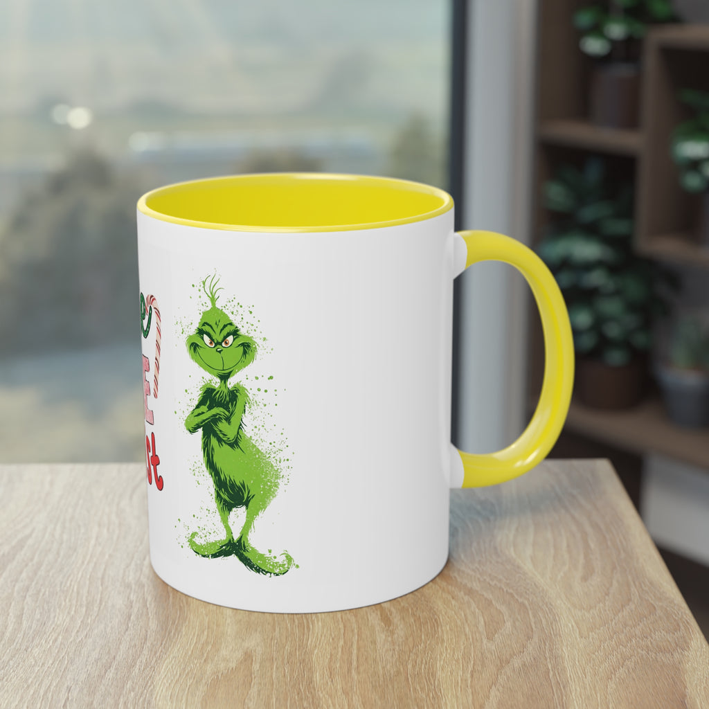 Cute Grinch Two-Tone Coffee Mug - Perfect for Holiday Cheer! Christmas Mugs Collection