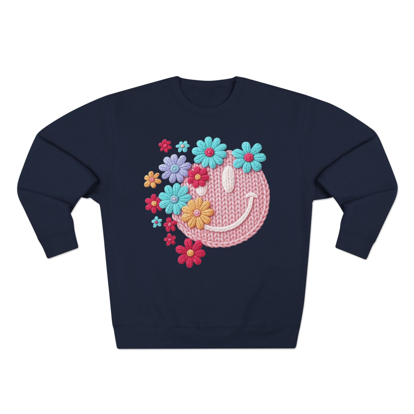Floral Knit Smile Sweatshirt Cozy, Unbothered