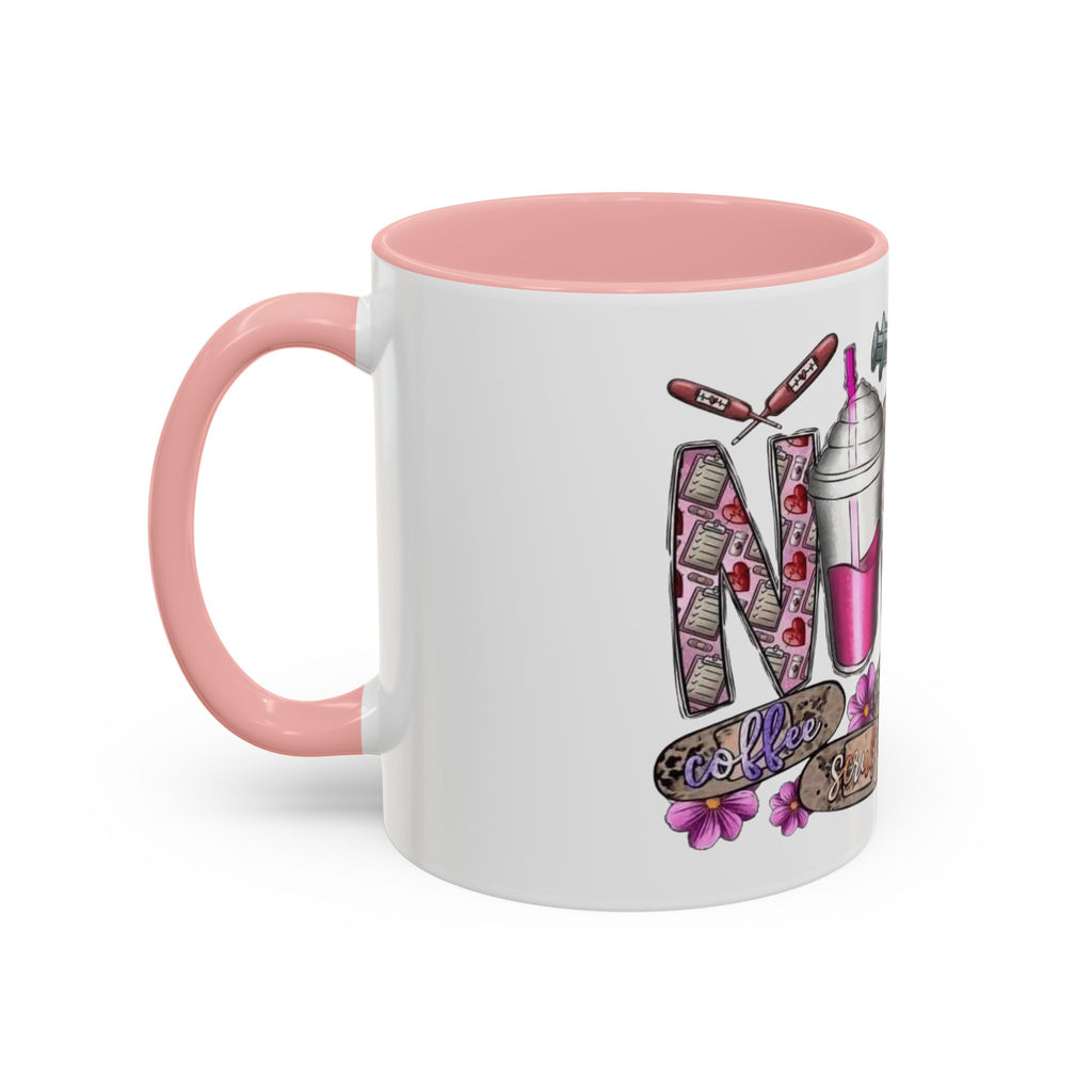 Nurse Love Coffee Mug  Cute Floral Medical Stethoscope & Syringe Design (11/15oz) Medical Christmas Mug