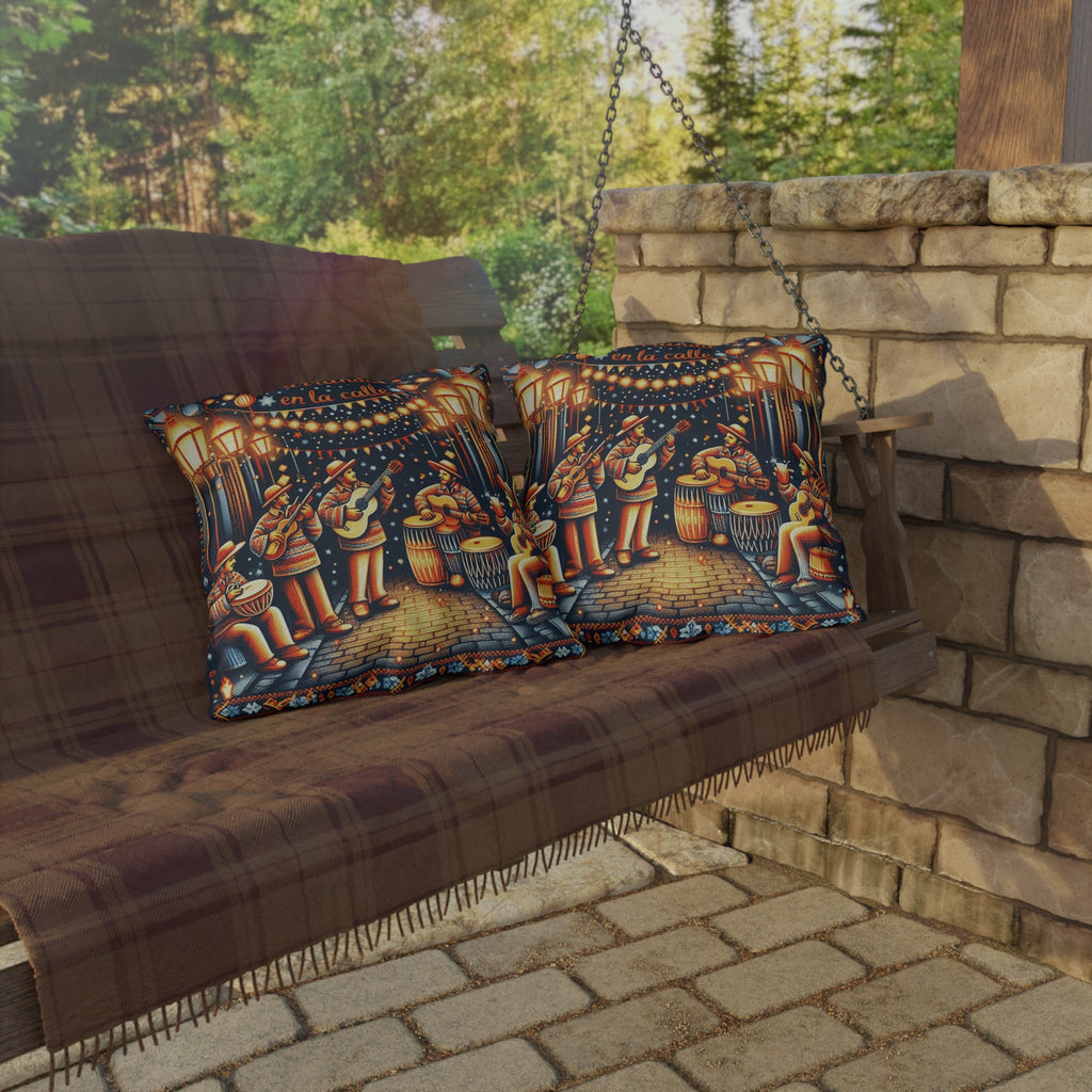 Puerto Rico Culture Pillow Outdoor Pillow  Parranda en la Calle Latin Street Music Festival Throw Pillow