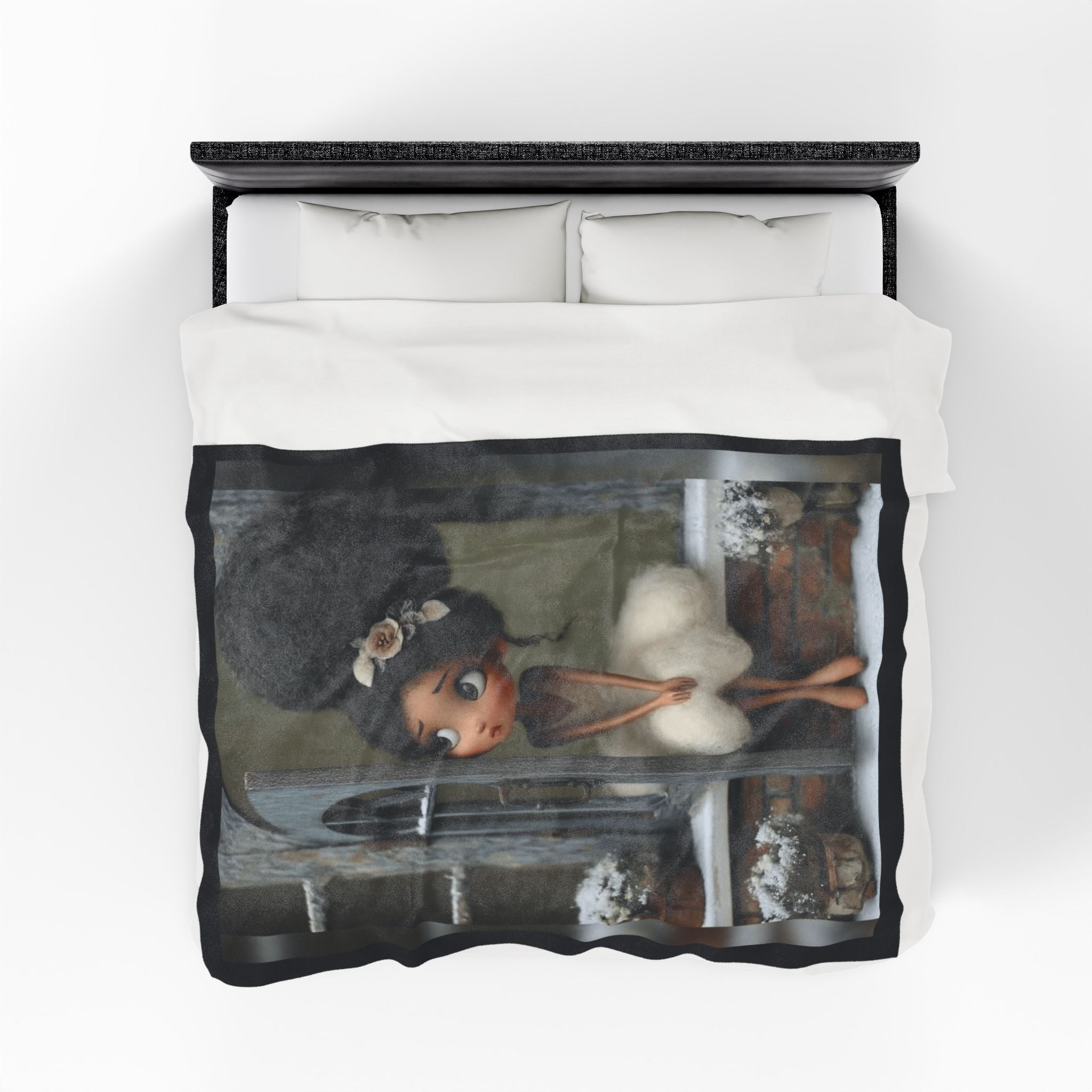 Cute Cozy Plush Blanket — Whimsical Ballerina Girl Velveteen Throw