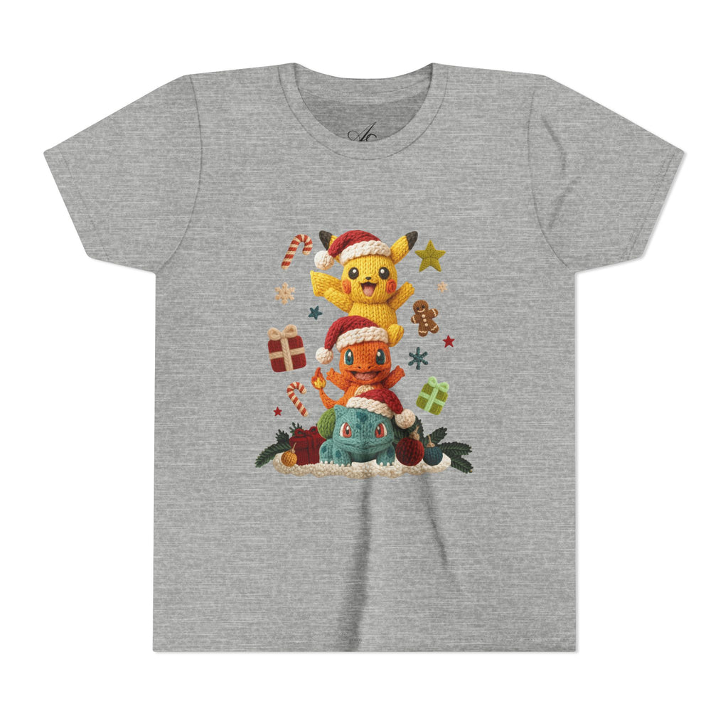 Kids Holiday Tee  Cute Stacked cartoon Characters Christmas Design