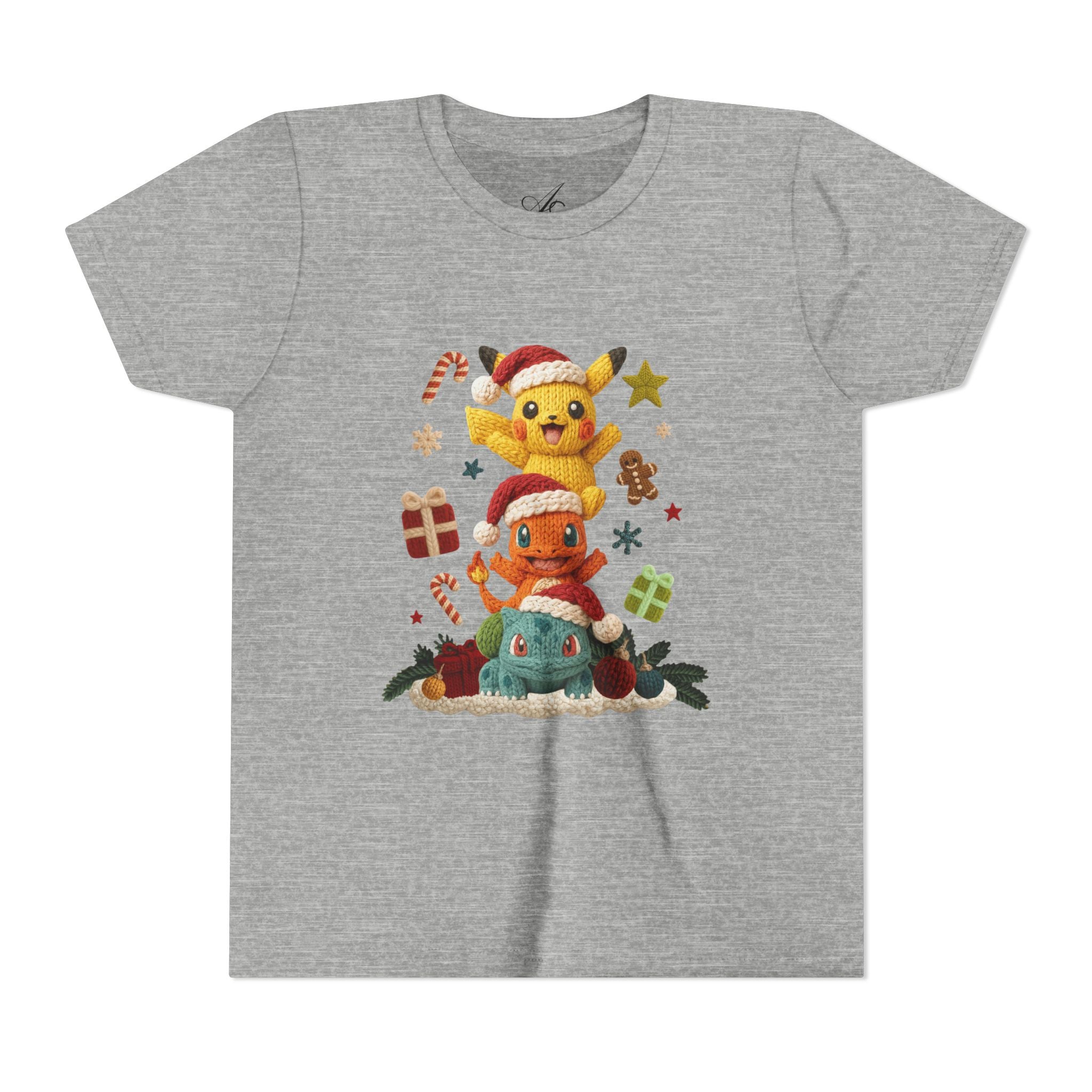 Kids Holiday Tee  Cute Stacked cartoon Characters Christmas Design