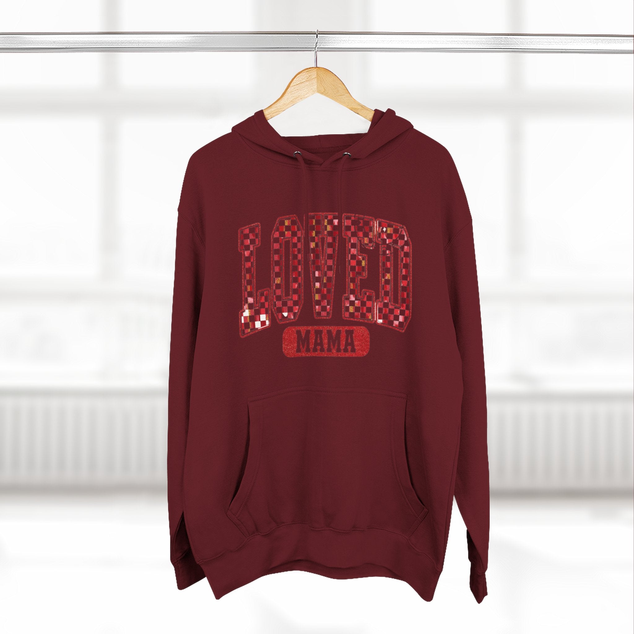 Hoodie  Loved Mama Checkerboard Graphic Hoodie