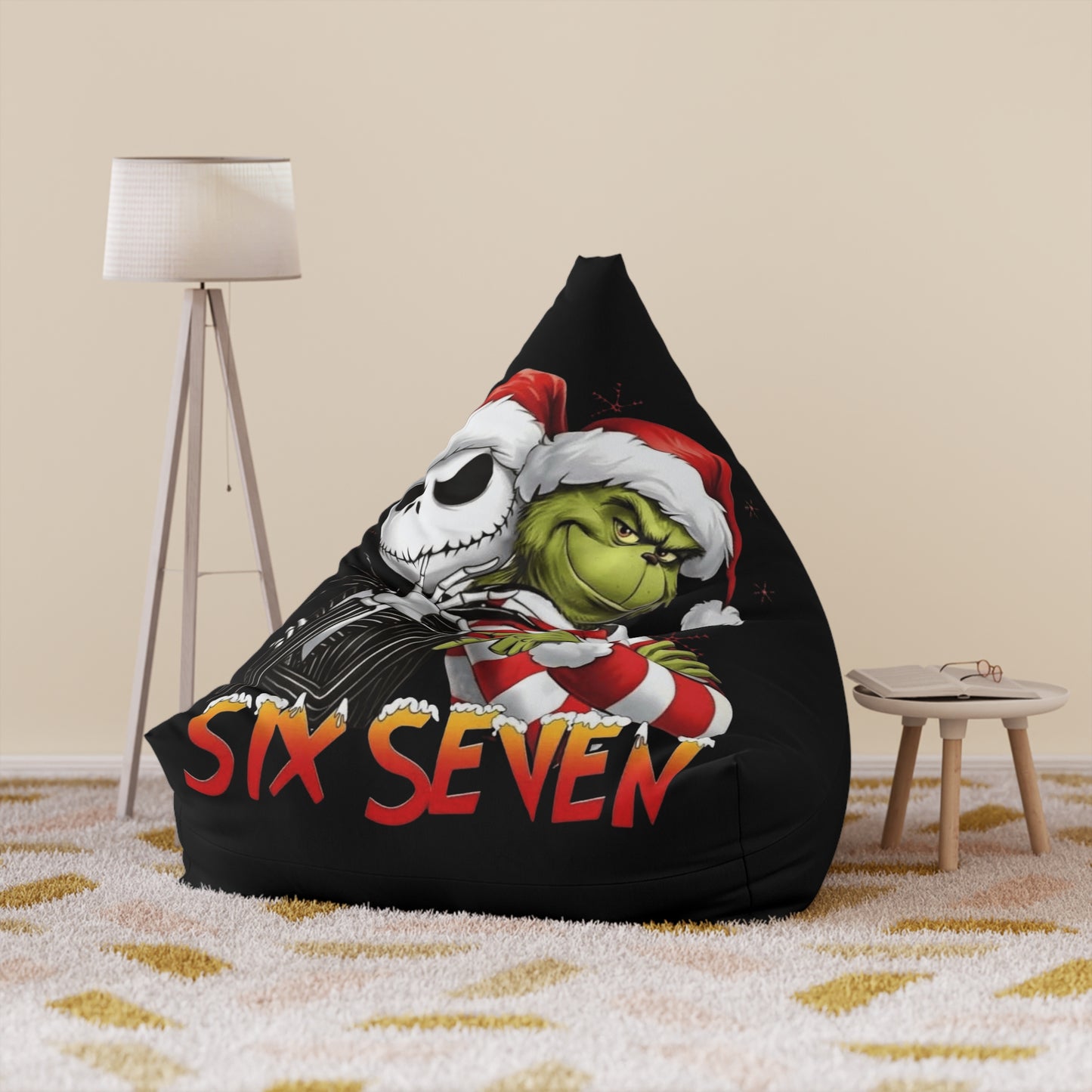 Grinch x Jack Skellington Holiday Bean Bag Cover — "Six Seven" Christmas Lounge Chair