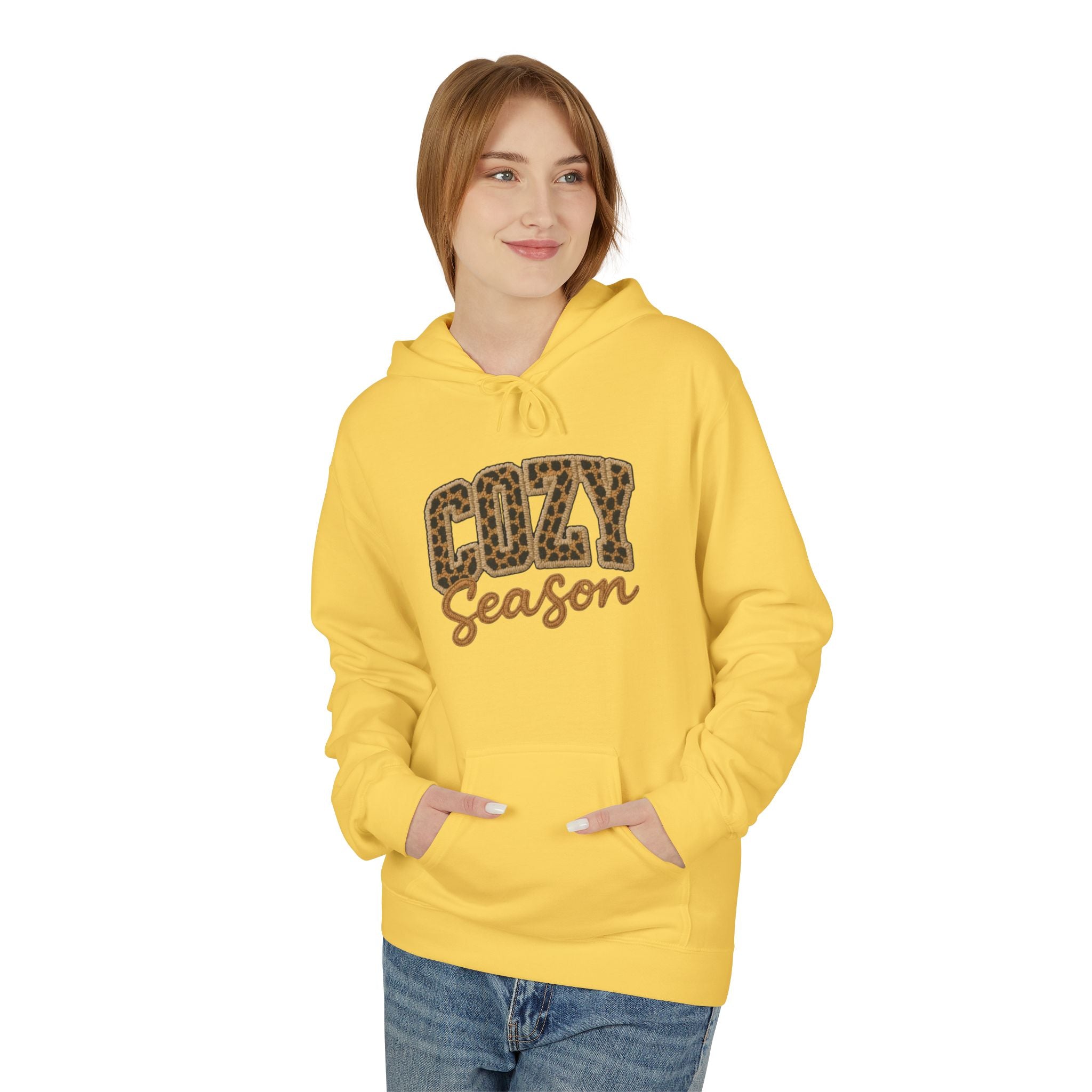 Cozy Season Leopard Hoodie — Fall Winter Graphic Pullover