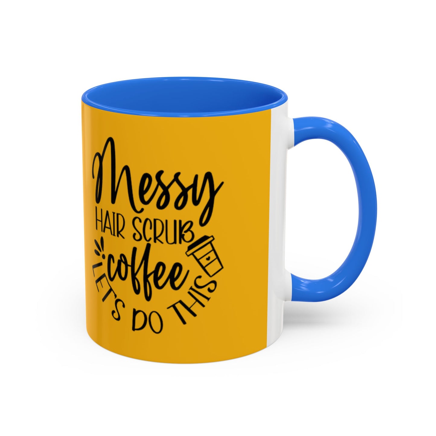 Holiday Coffee Cups with Festive Quotes & Designs Messy Hair Coffee Mug - Fun Yellow Ceramic Cup for Coffee Lovers