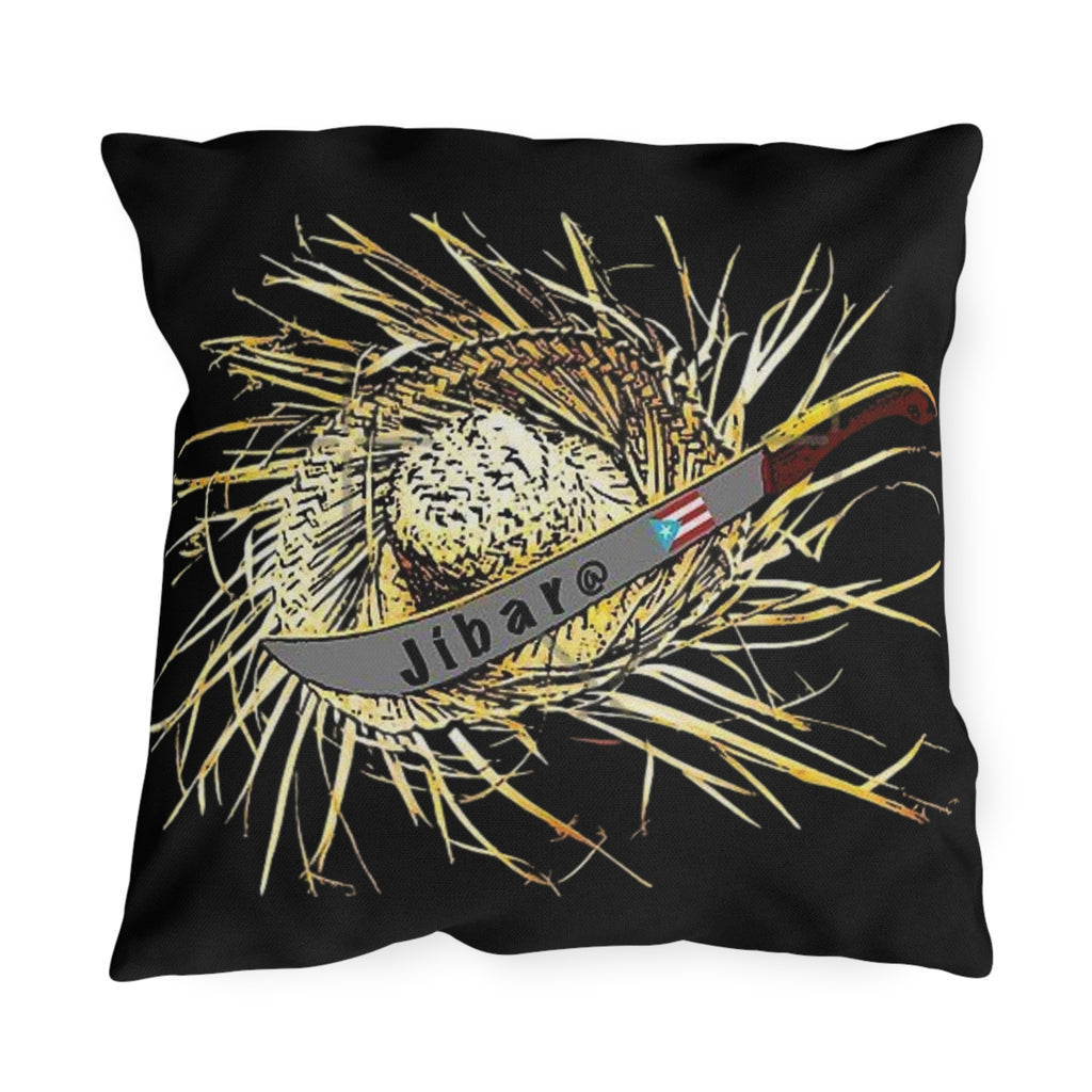 Puerto Rico Culture Pillow Outdoor Pillow – Rustic Straw Hat & Machete Design (Jibaro)