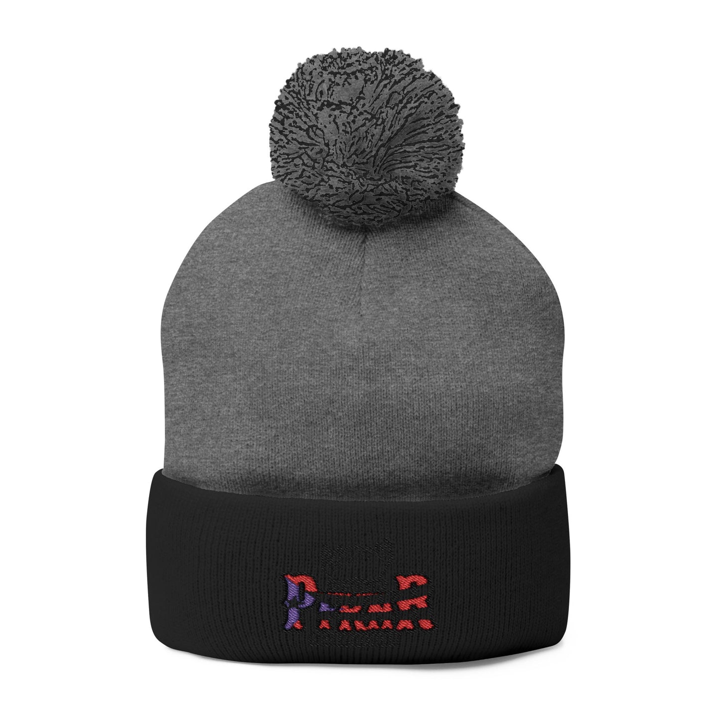 Puerto Rico–inspired hat  Embroidered Pom-Pom Knit Cap