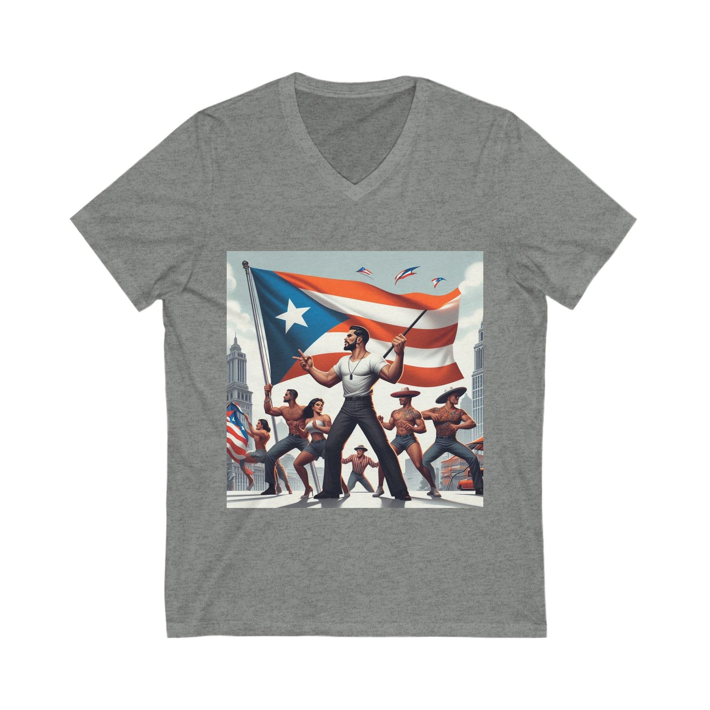 Puerto Rico Heritage Unisex Jersey Short Sleeve V-Neck Tee