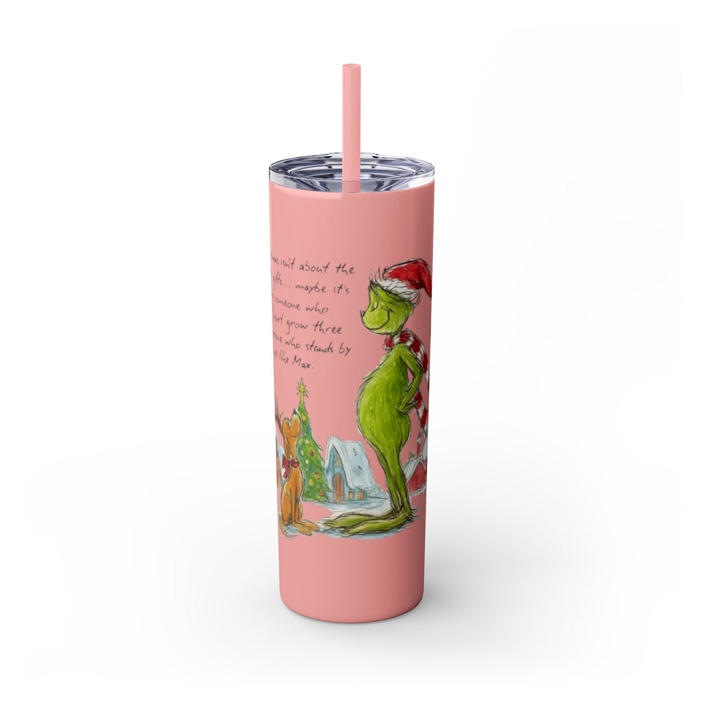 Grinch Christmas Skinny Tumbler with Straw — Dr. Seuss Holiday Quote Design, 20oz Christmas Mugs Collection